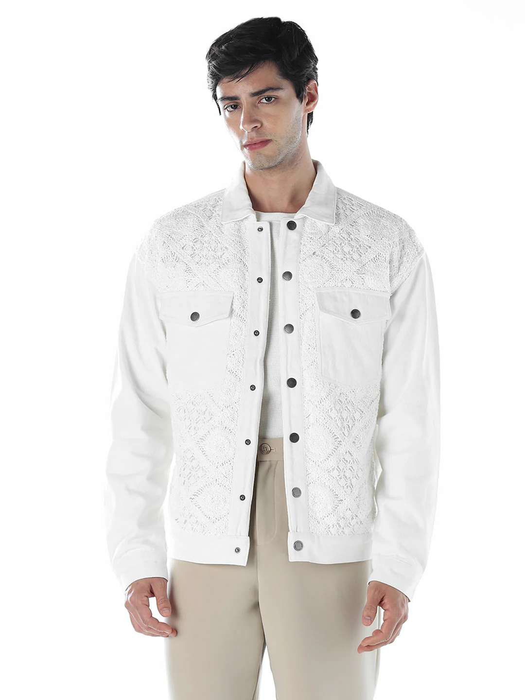 White Regular Fit Jacket - Image 2