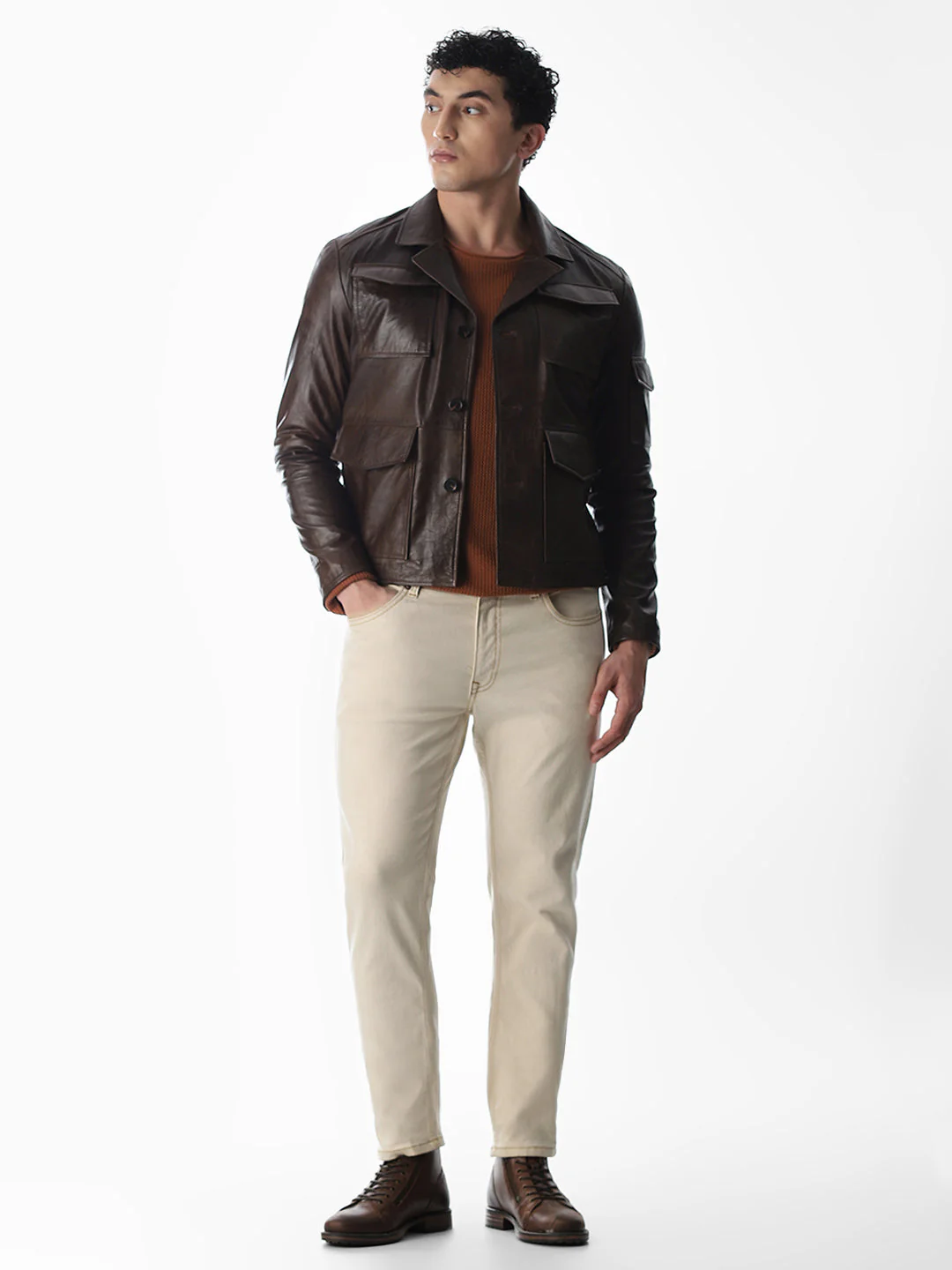 Dark Brown Douglas Leather Jacket - Image 6