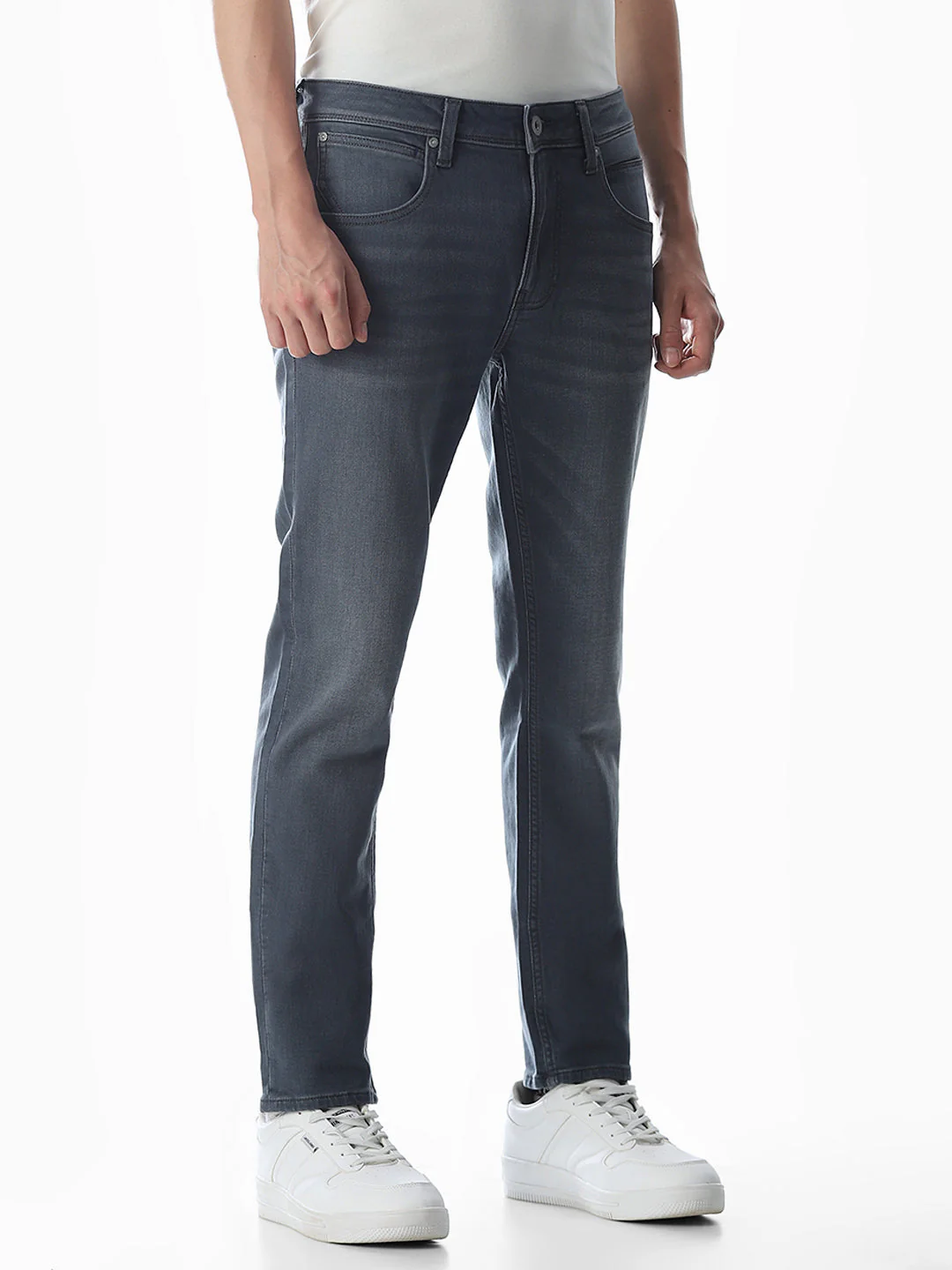 Grey Low Rise Knitted Ben Skinny Jeans - Image 2