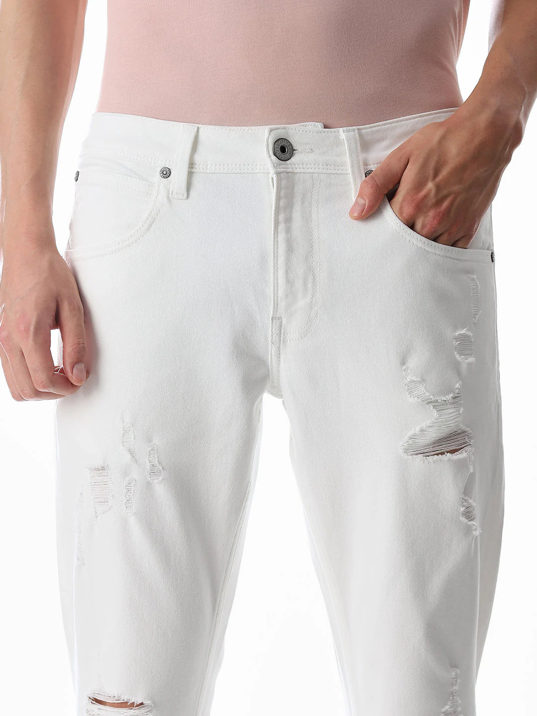 Distressed Cropped Brak Slim Fit Jeans - Image 4