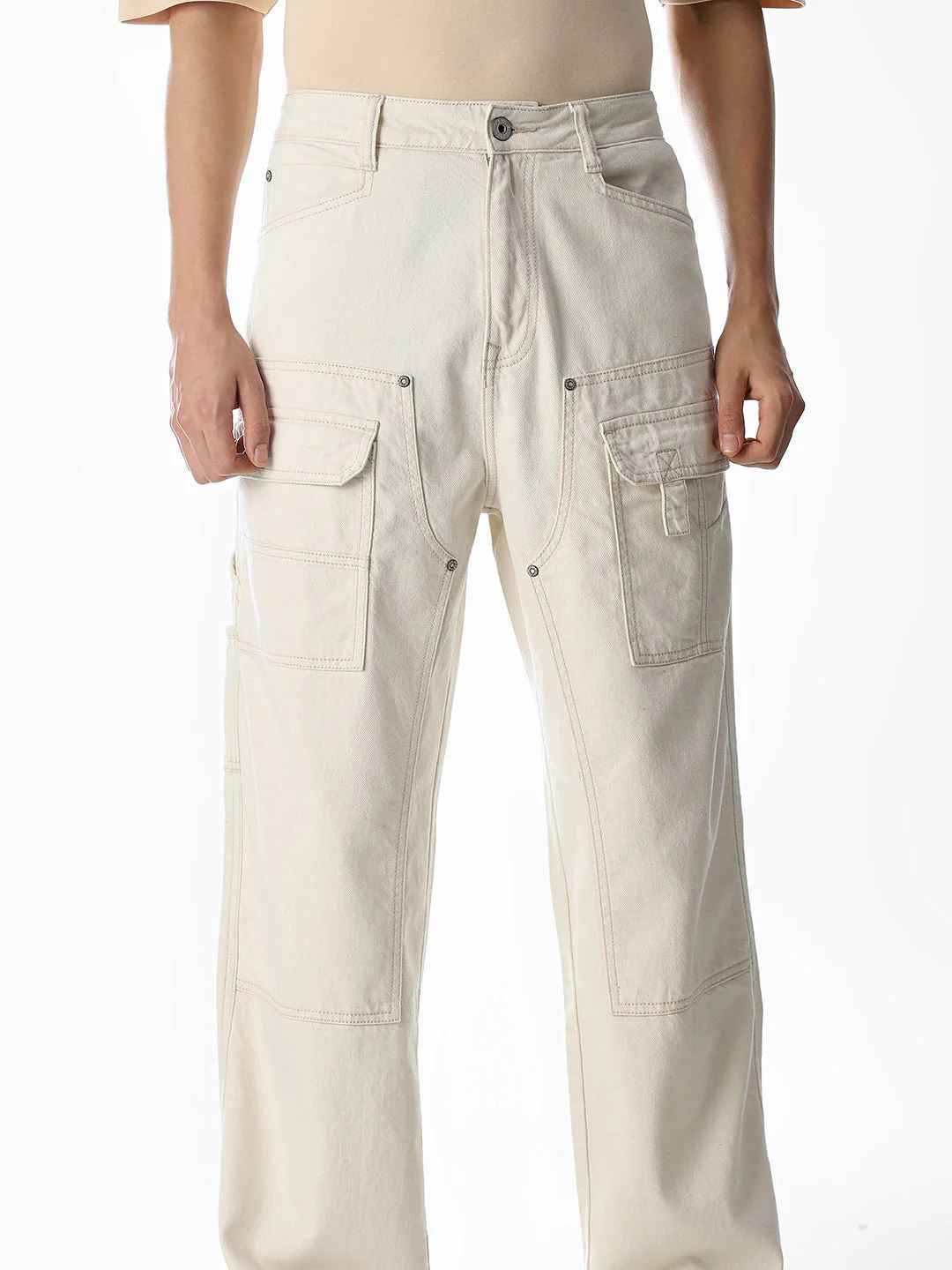 Ecru High Rise Dario loose Fit Jeans - Image 4