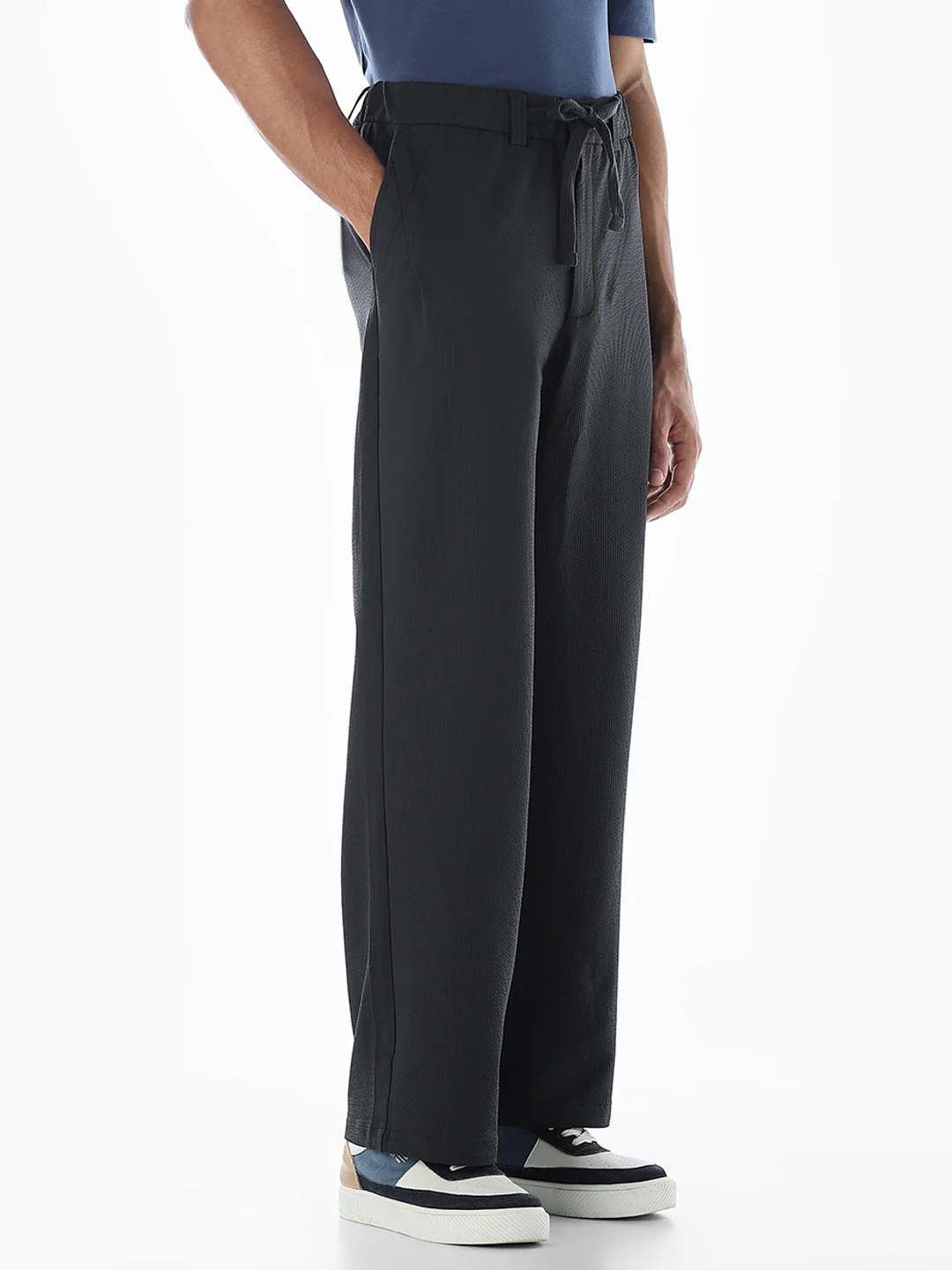 Loose Fit High Rise Pants - Black - Image 2