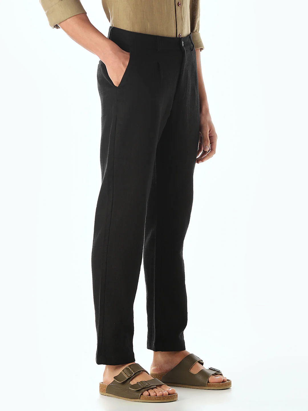 Black Mid Rise Slim Fit Pants - Image 2