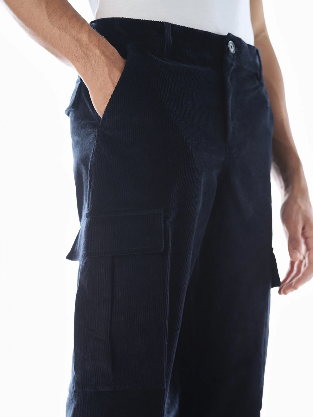 Navy Blue Corduroy Cargos - Image 4