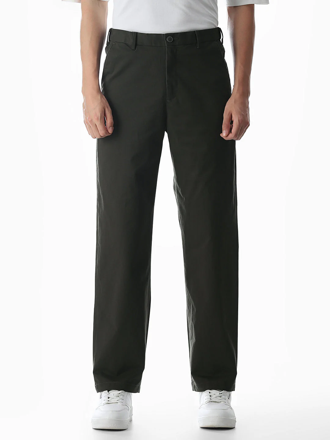 Olive Mid Rise Cotton Stretch Pants - Image 8