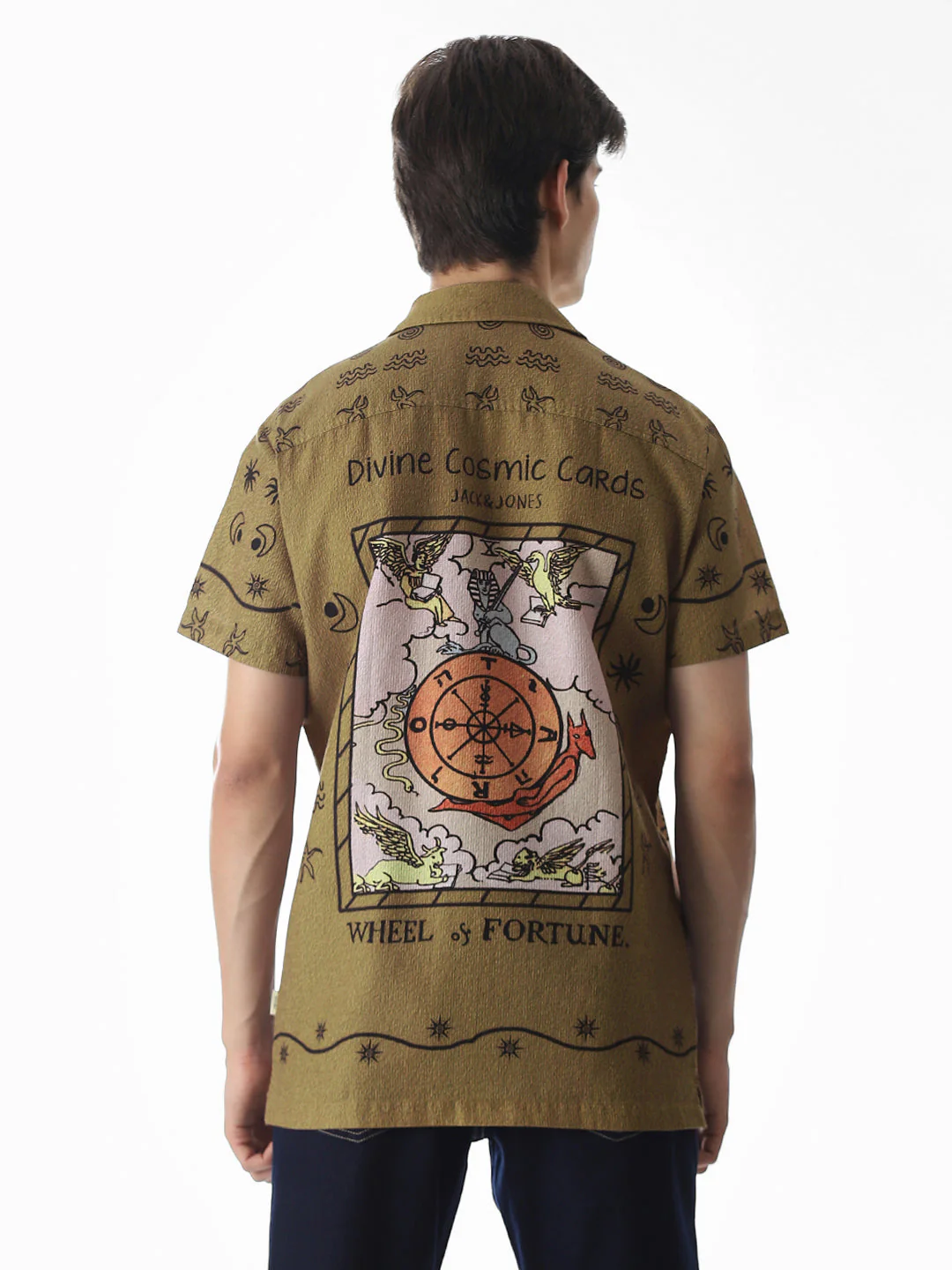 Dull Yellow Graphic Print Comfort Fit Shirt - Image 4