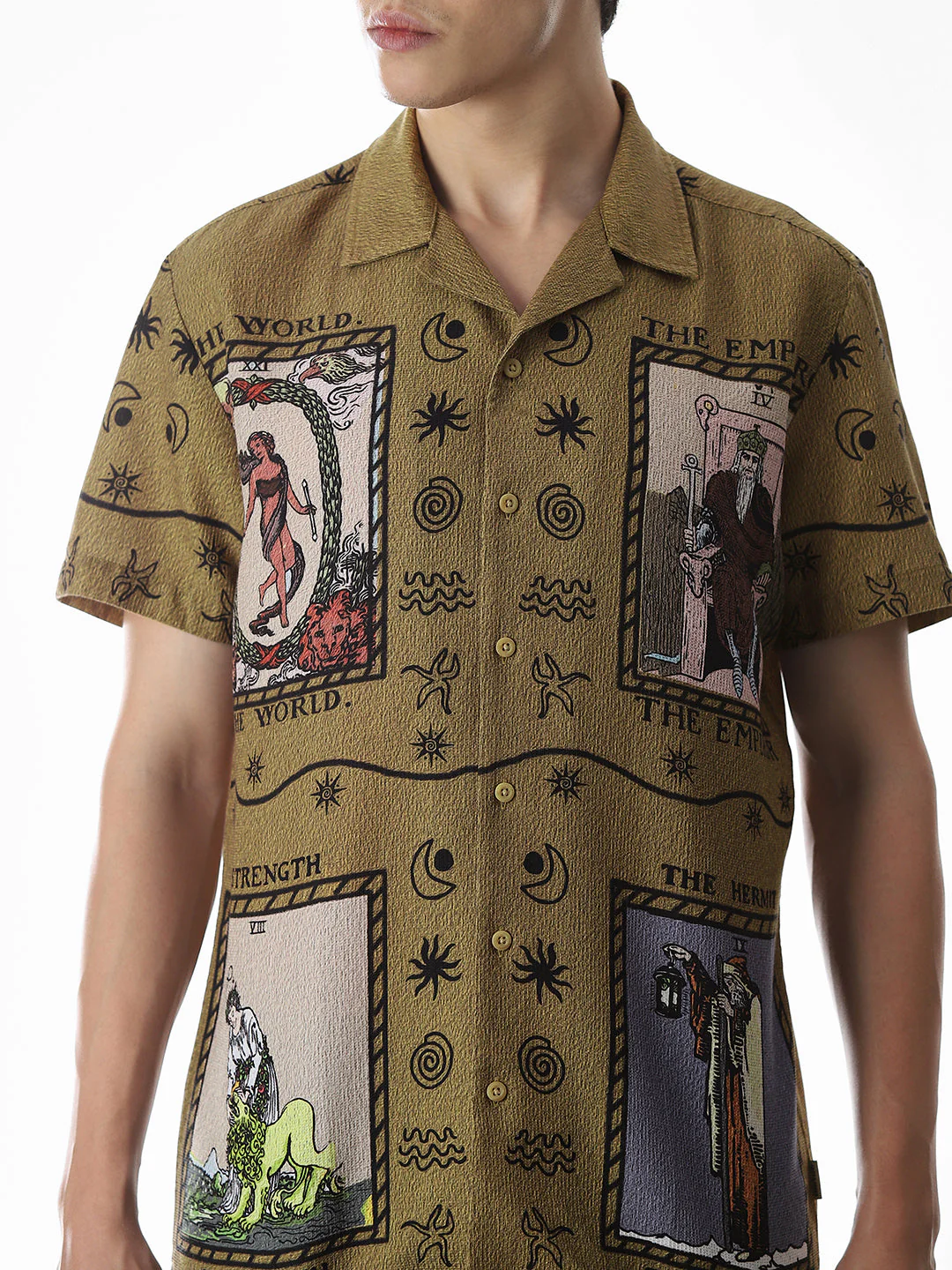 Dull Yellow Graphic Print Comfort Fit Shirt - Image 5
