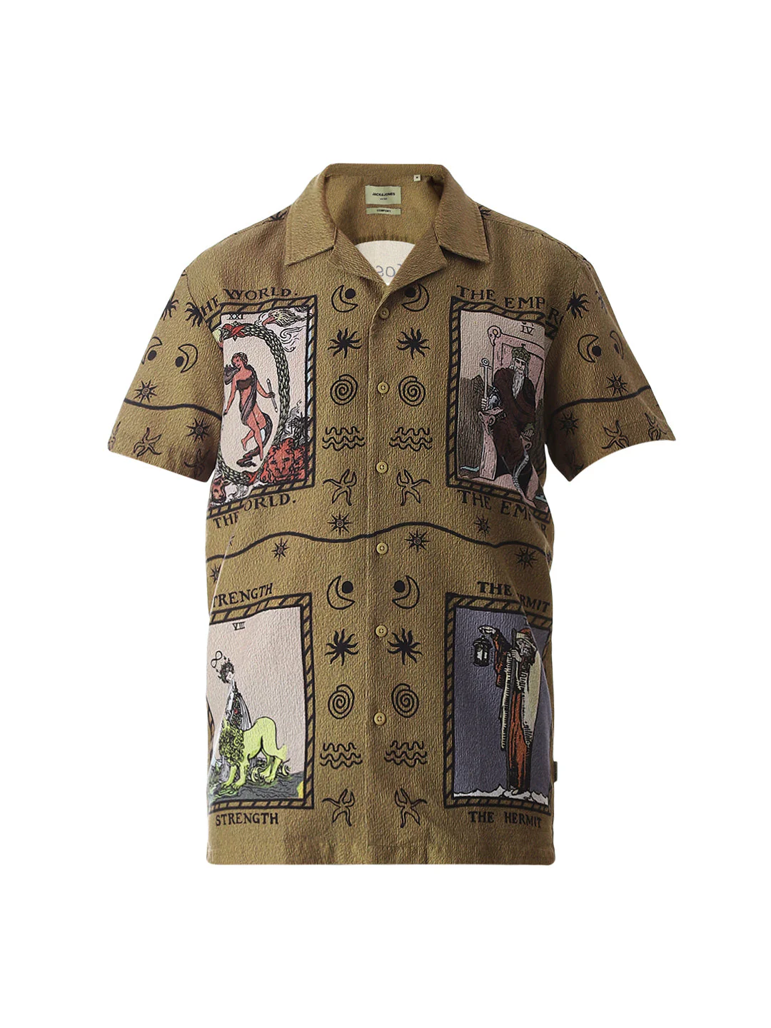Dull Yellow Graphic Print Comfort Fit Shirt - Image 7