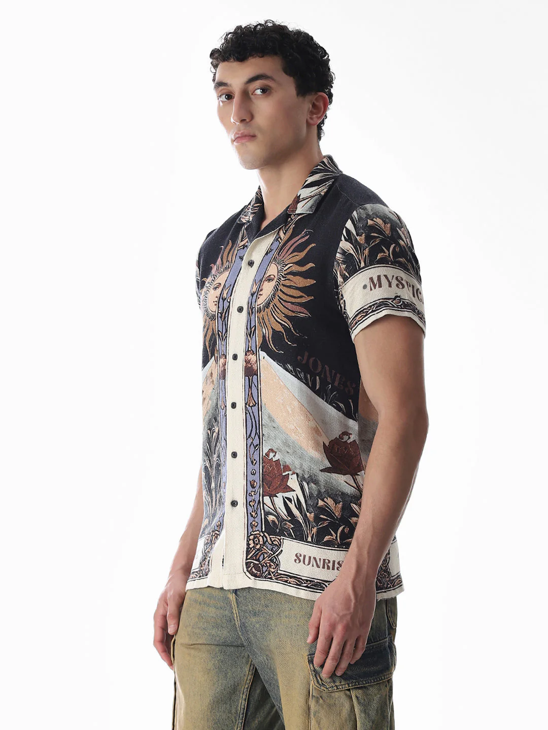 Black Printed Comfort Fit Shirt - Image 3