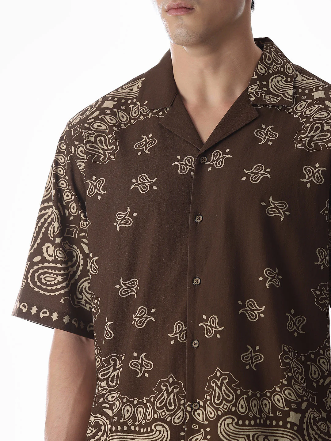 Brown Printed Oversized Shirt - Image 5