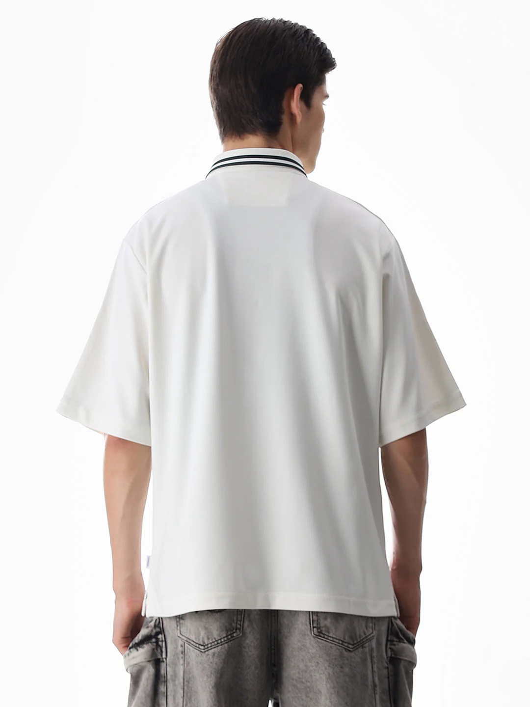 White Printed Knitted Oversized Shirt - Image 4