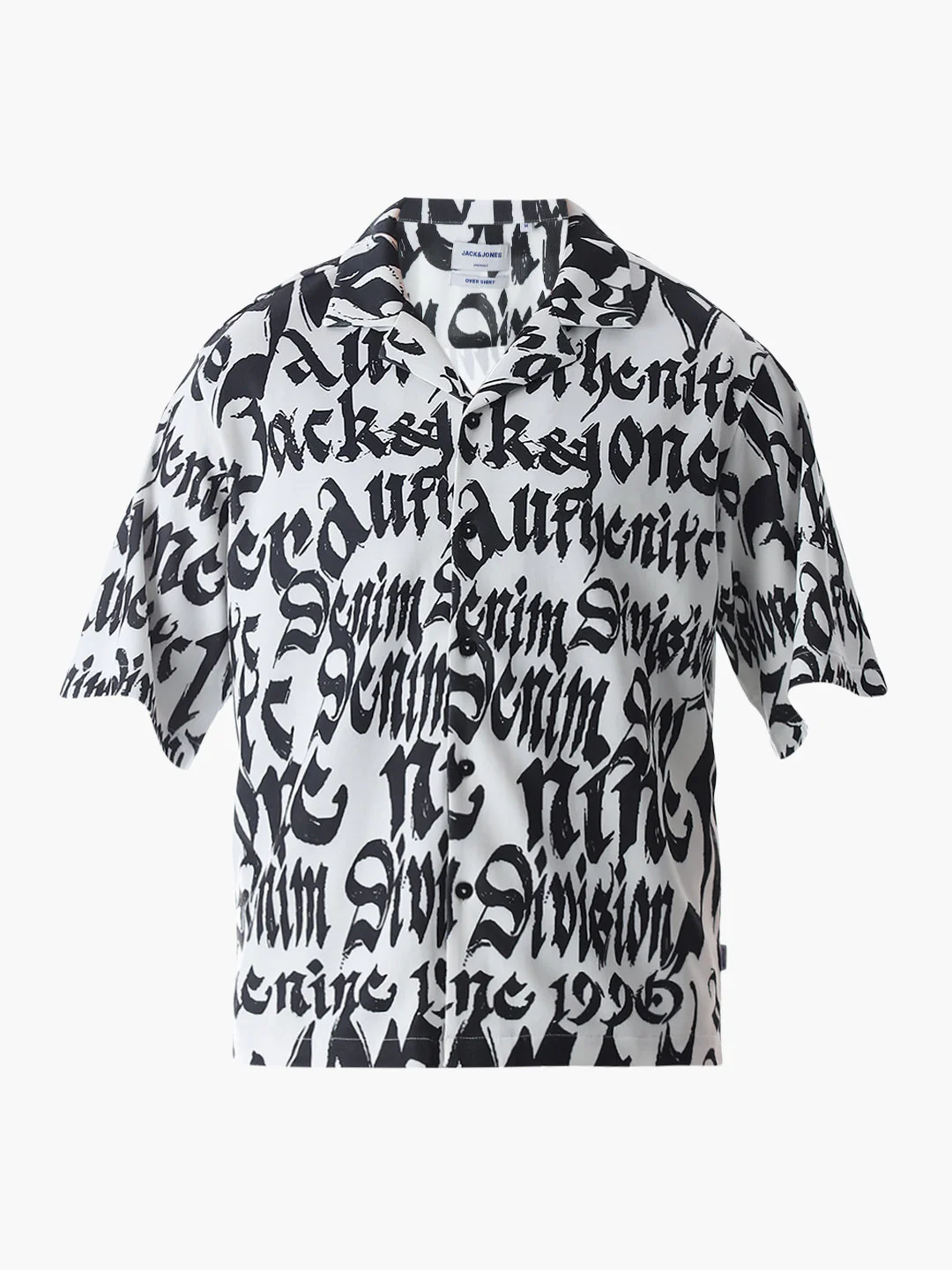 White Typographic Print Knitted Oversized Shirt - Image 7
