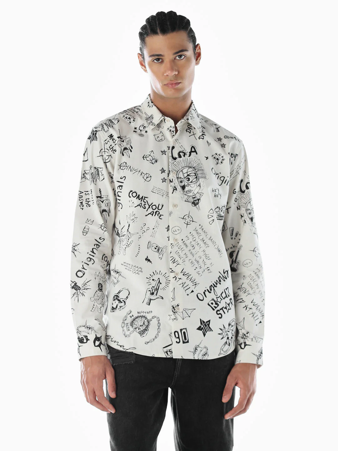 Graphic Print Cotton Shirt - Image 2