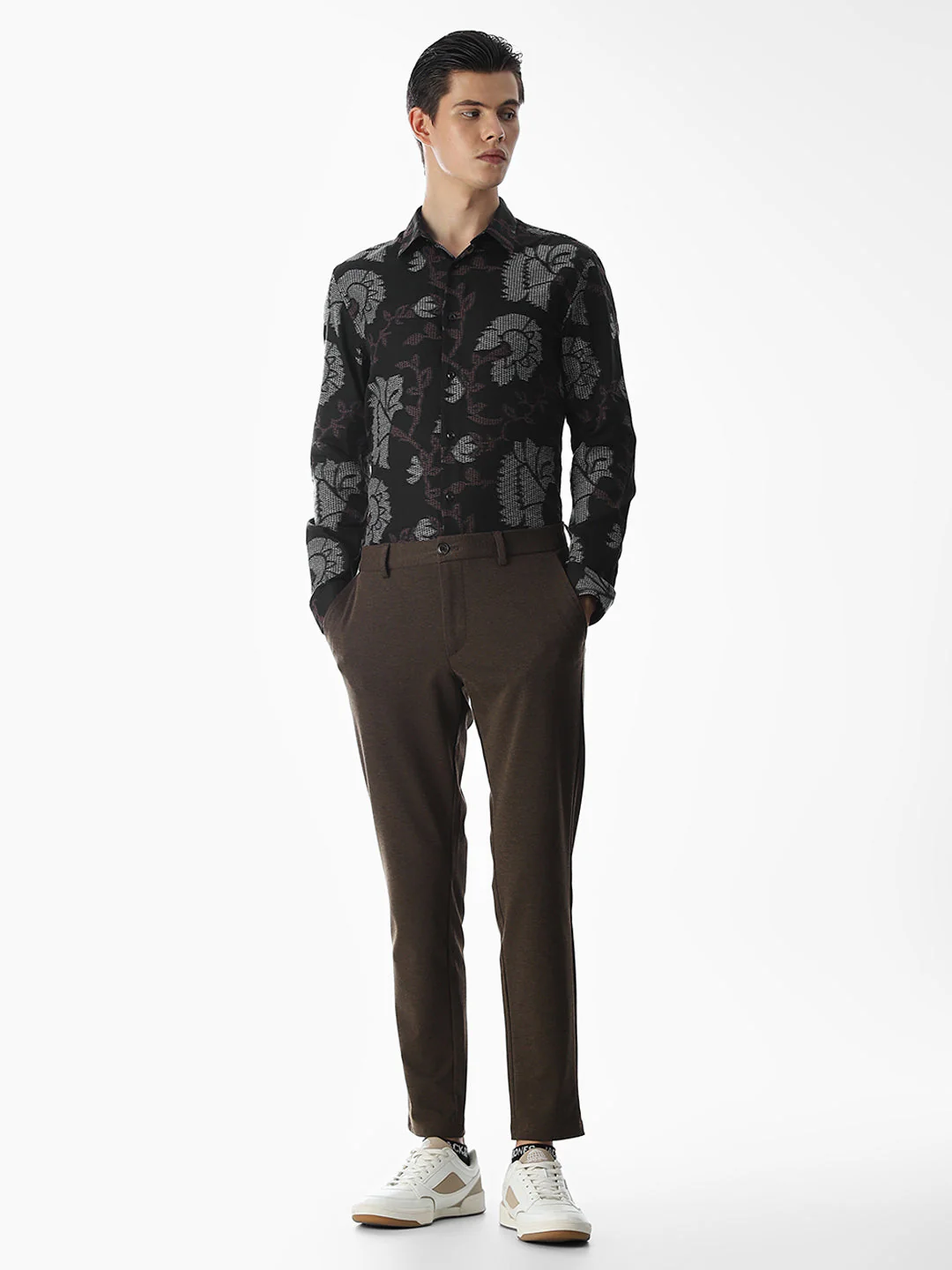 Black Jacquard Cotton Shirt - Image 6