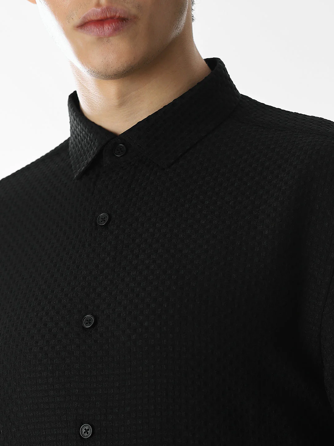 Black Dobby Slim Fit Formal Shirt - Image 5