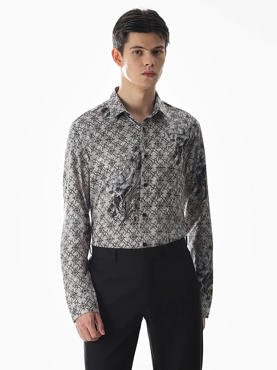 Beige Printed Cotton Shirt - Image 2