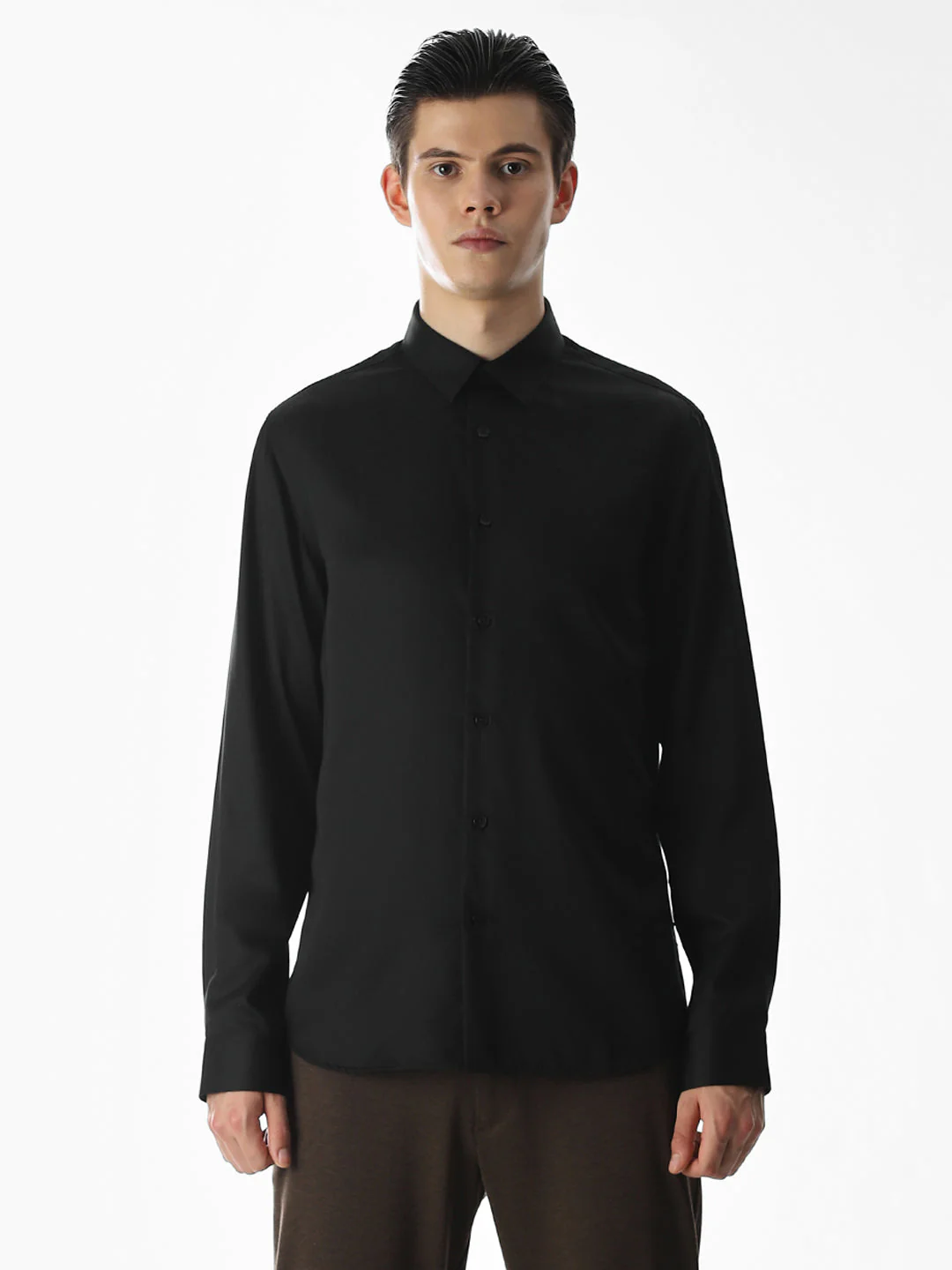 Black Tencel Slim Fit Formal Shirt - Image 8