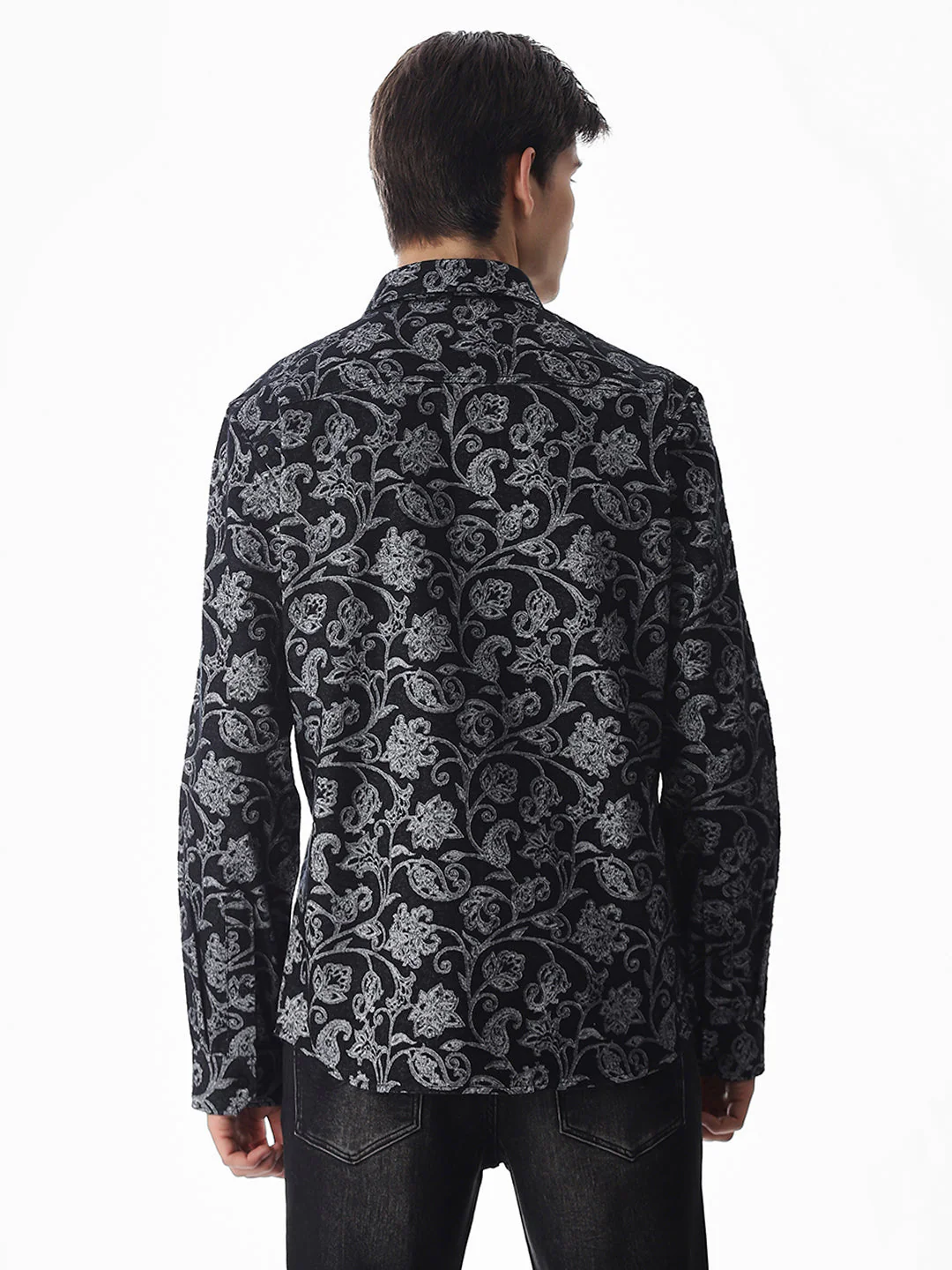 Black Jacquard Printed Shirt - Image 4