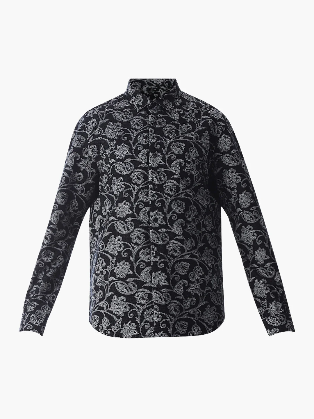 Black Jacquard Printed Shirt - Image 7