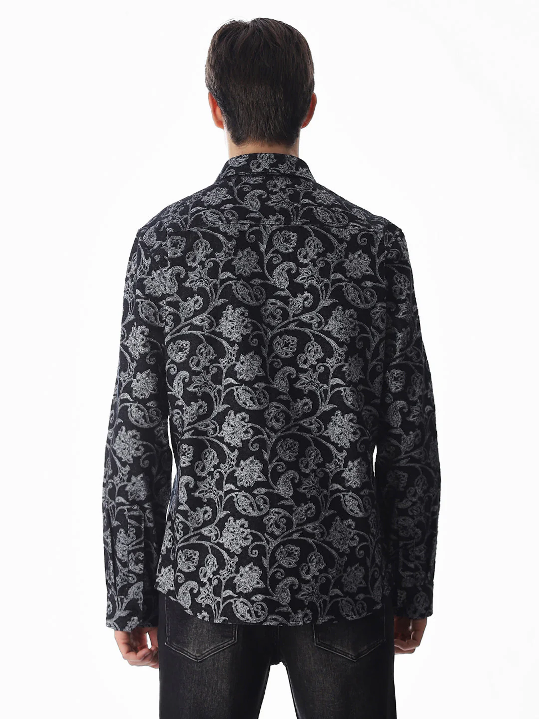 Black Jacquard Printed Shirt - Image 9