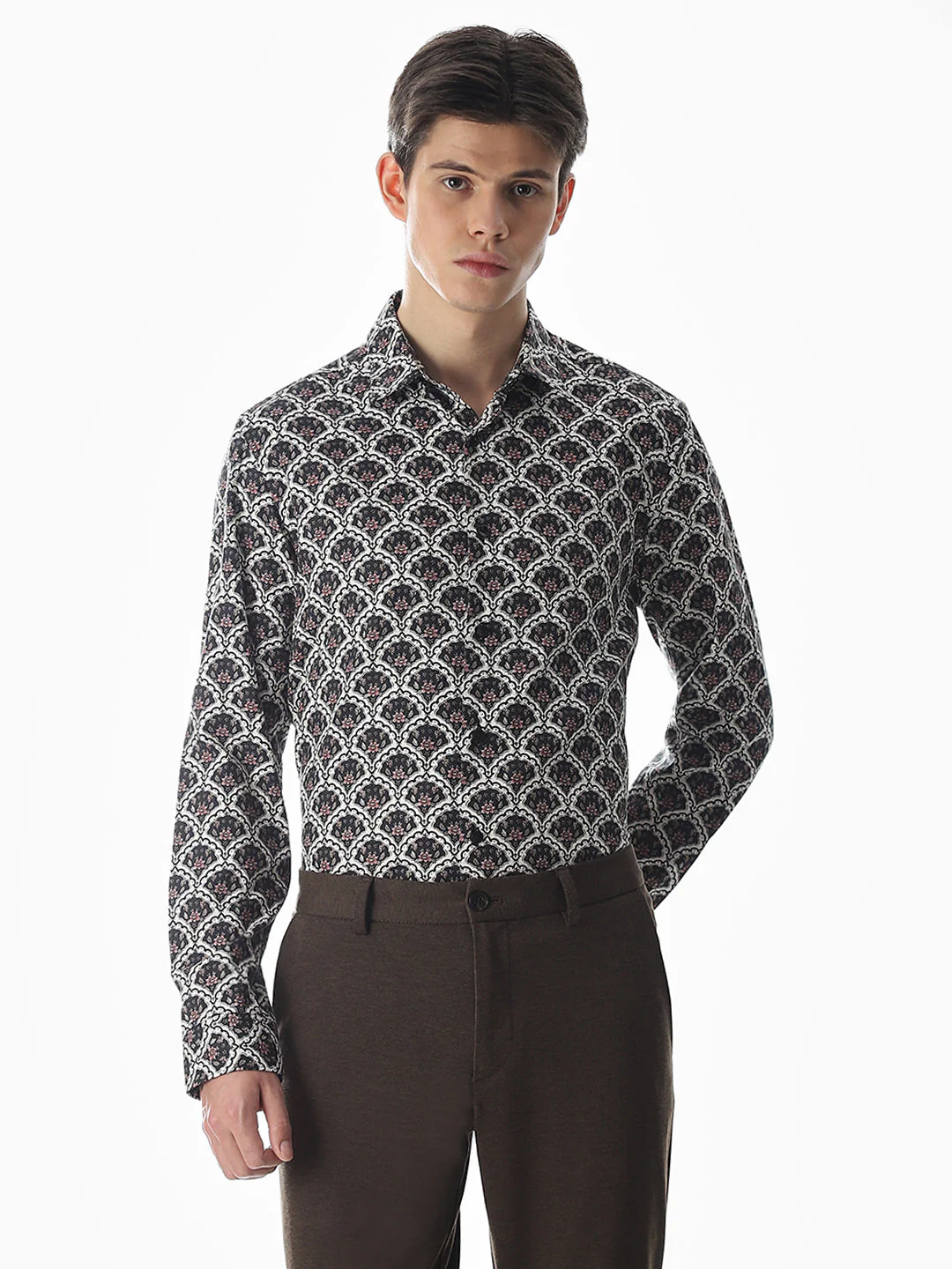 Black Printed Cotton Shirt - Image 2
