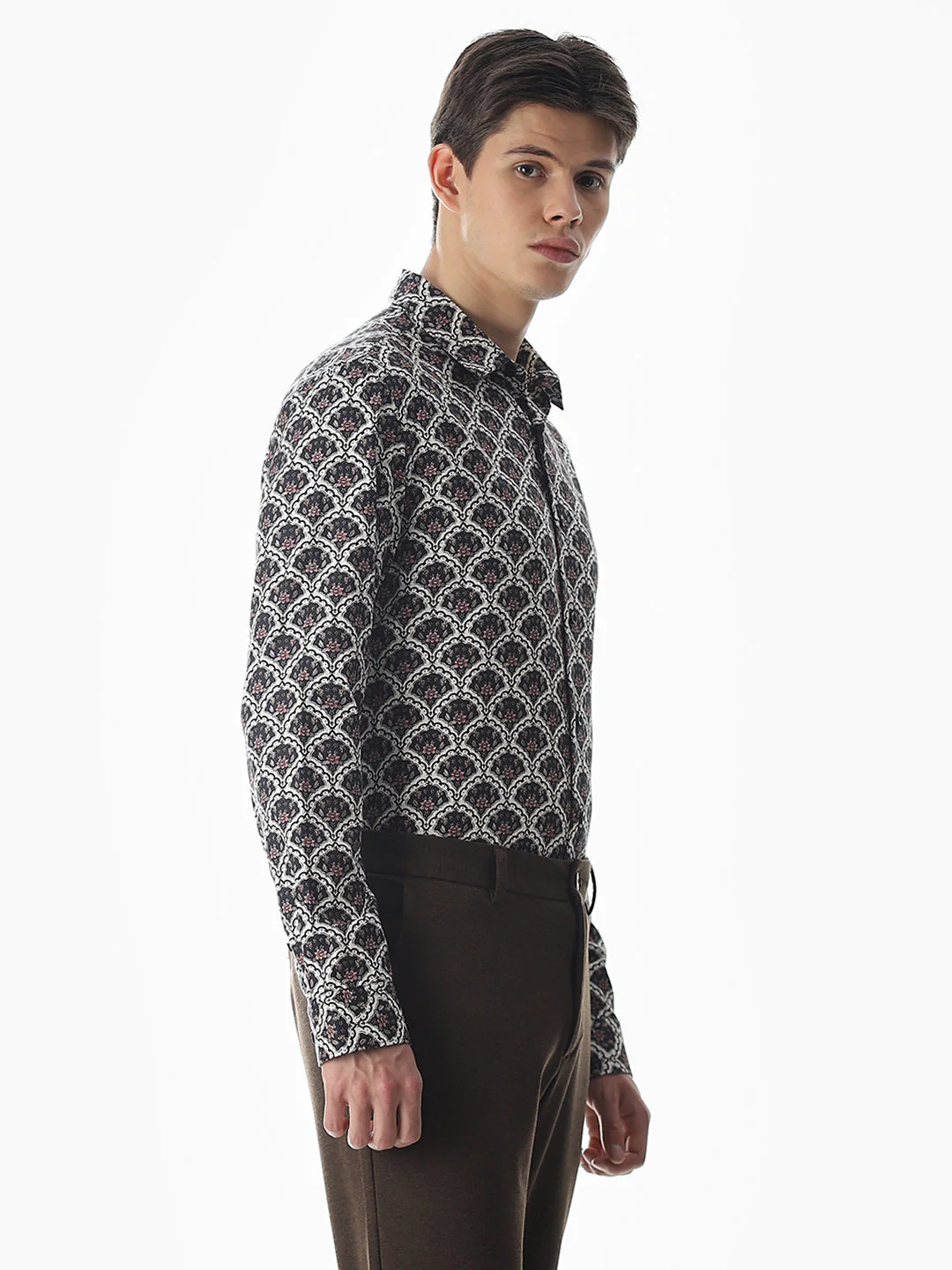 Black Printed Cotton Shirt - Image 3