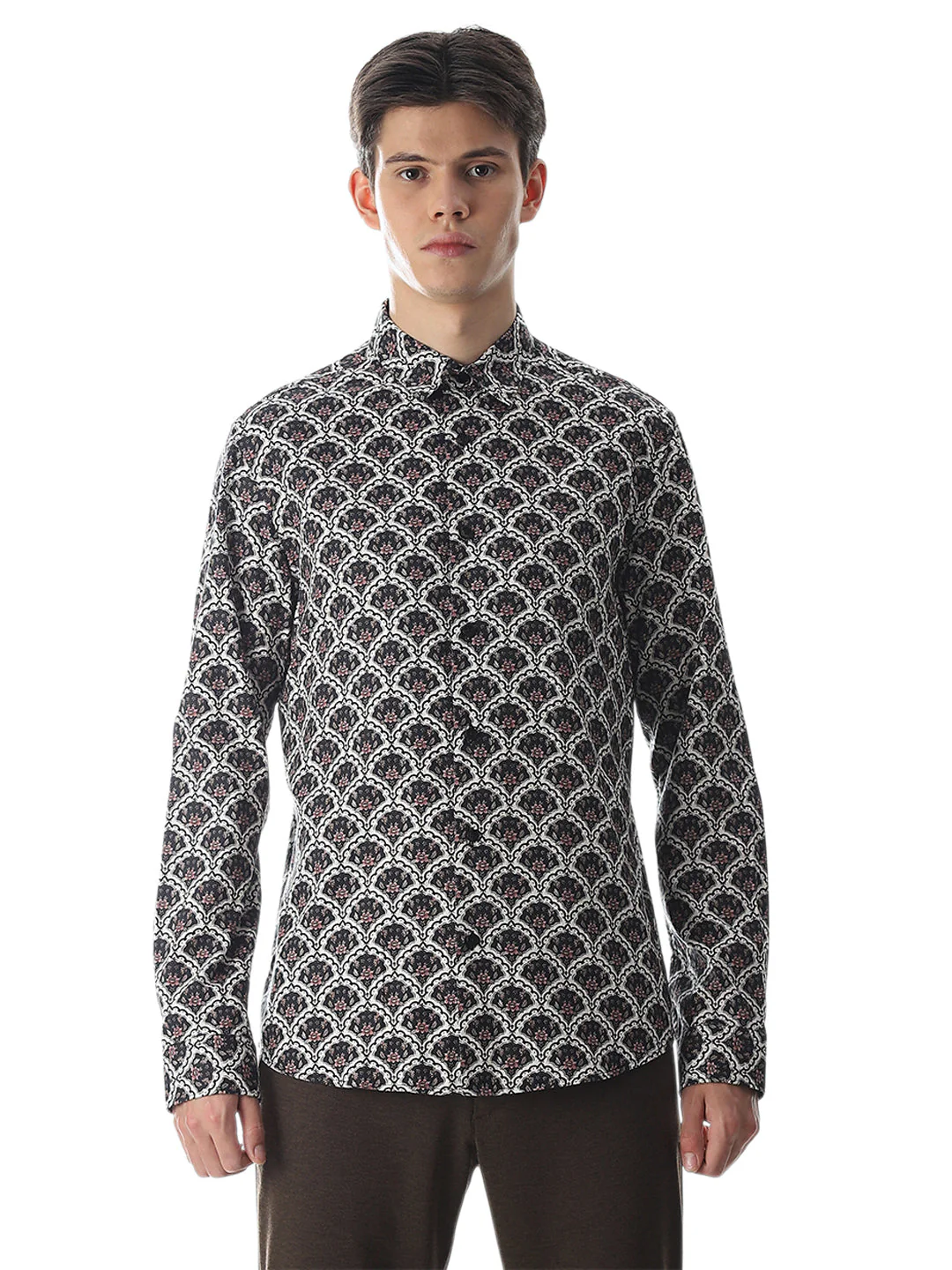 Black Printed Cotton Shirt - Image 8
