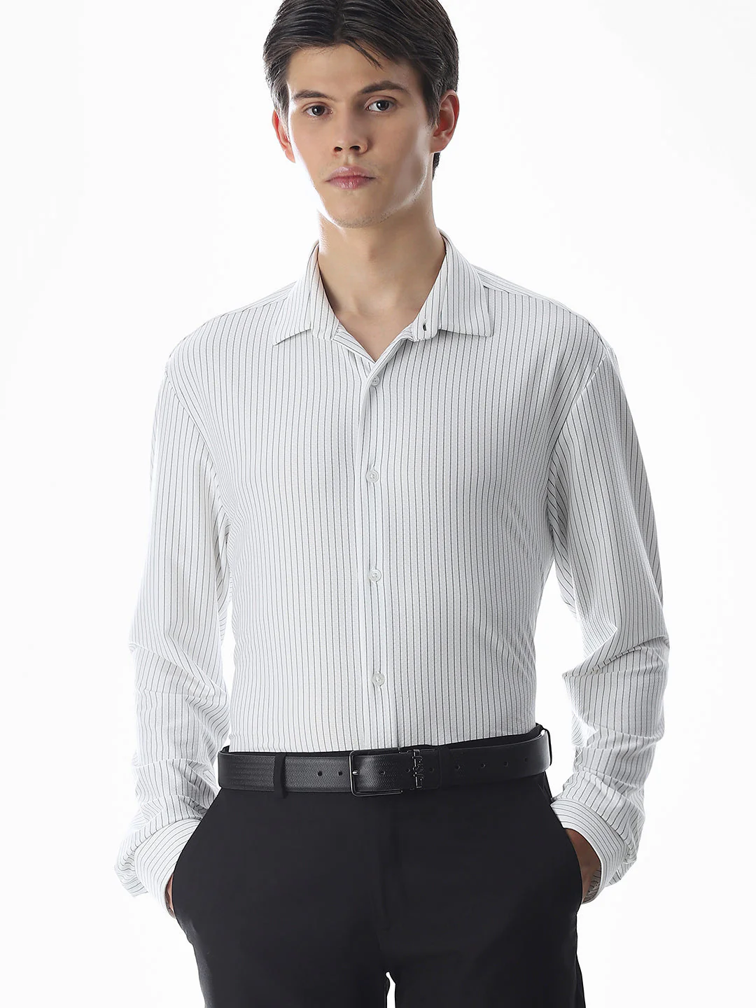 White Striped Knitted Shirt