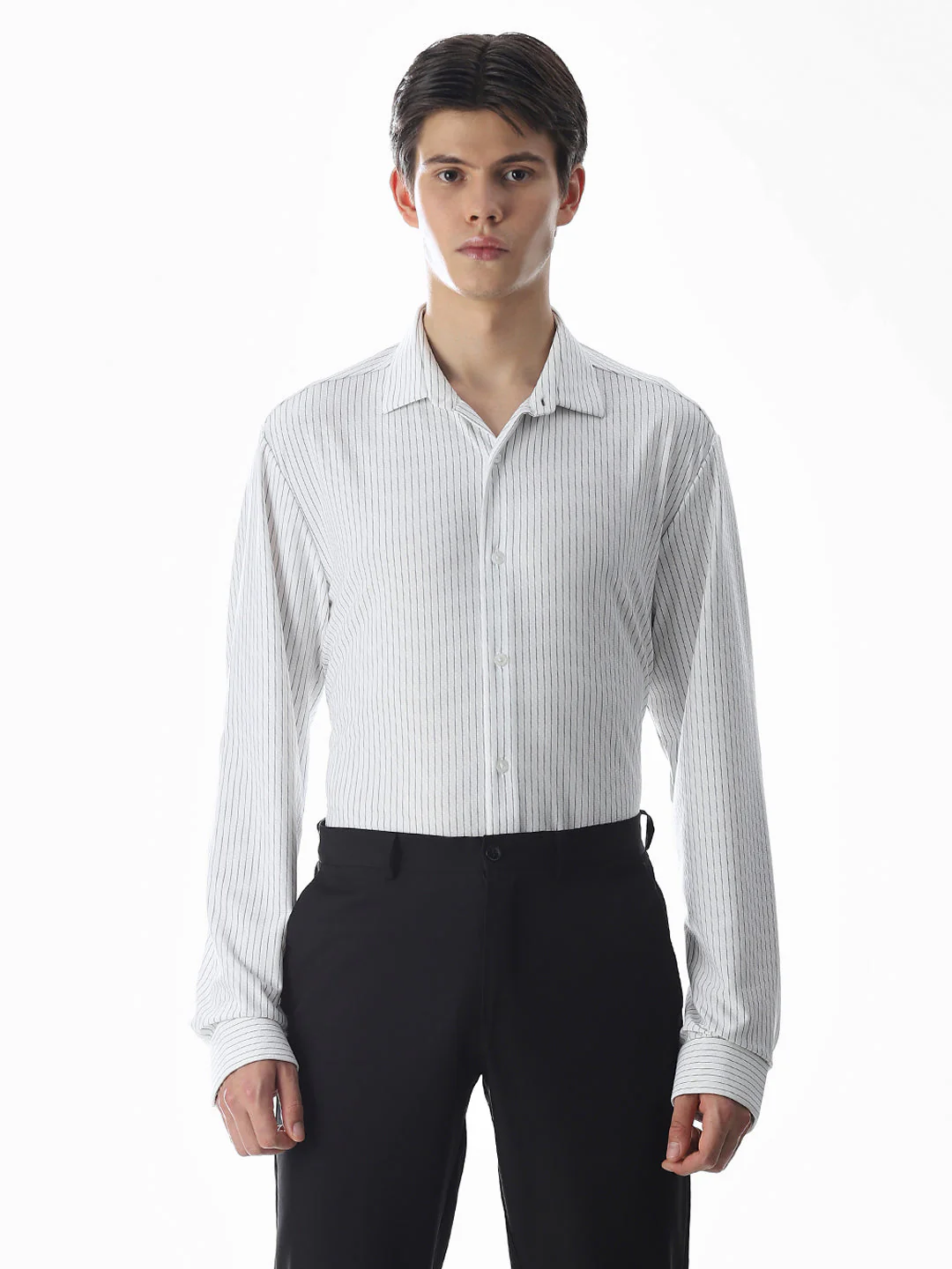 White Striped Knitted Shirt - Image 2