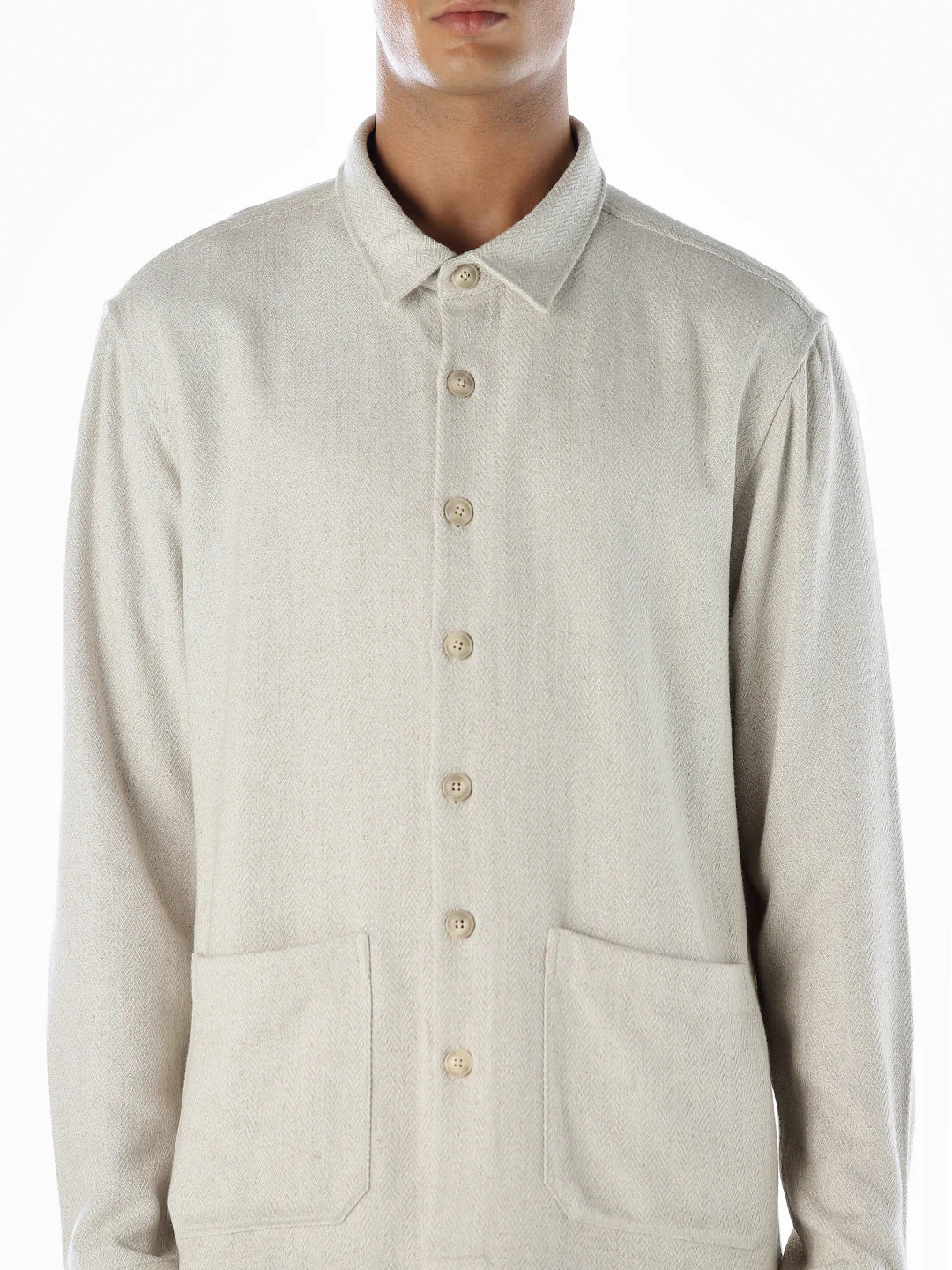 Beige Linen Blend Oversized Shirt - Image 5