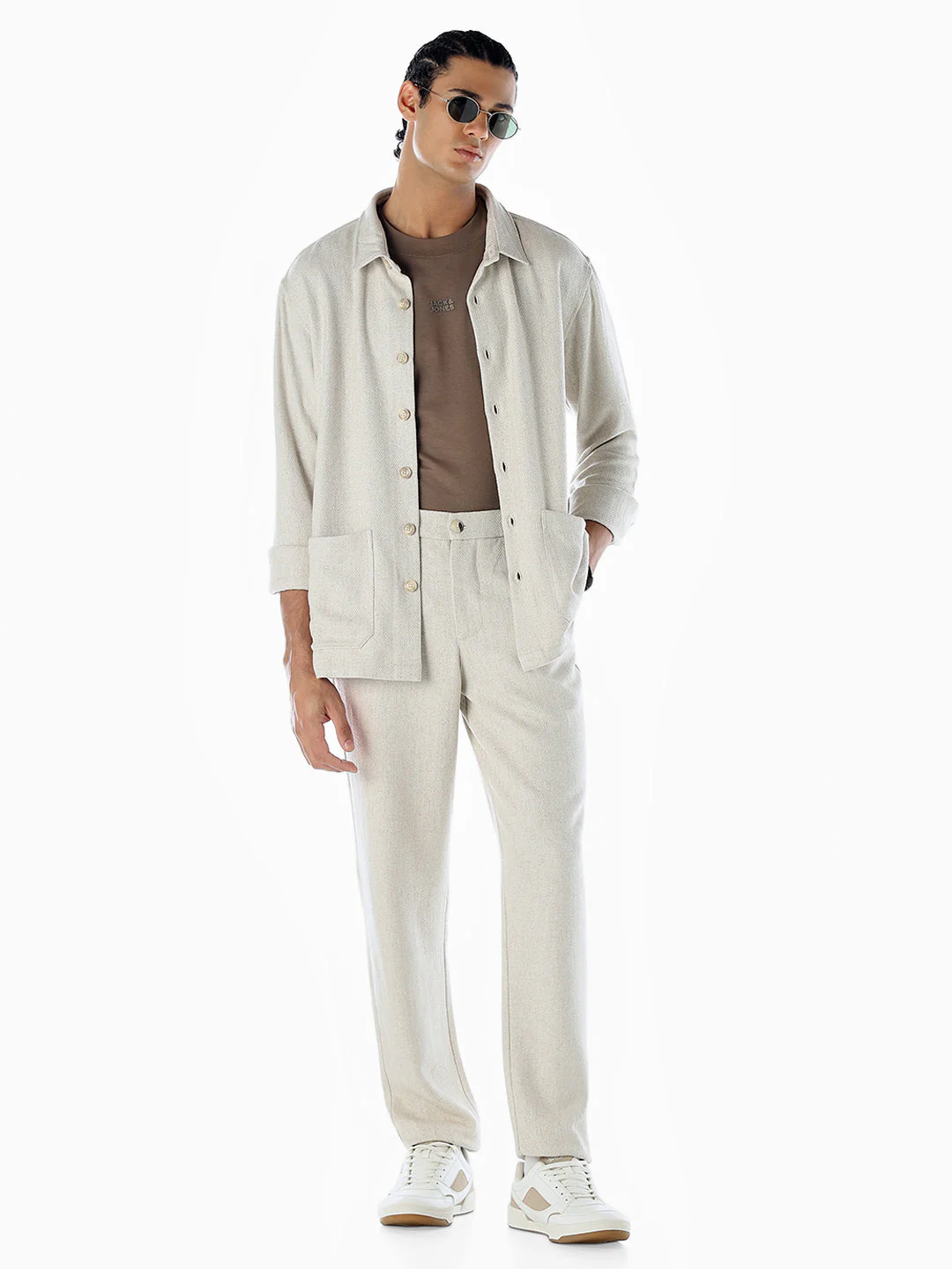 Beige Linen Blend Oversized Shirt - Image 6