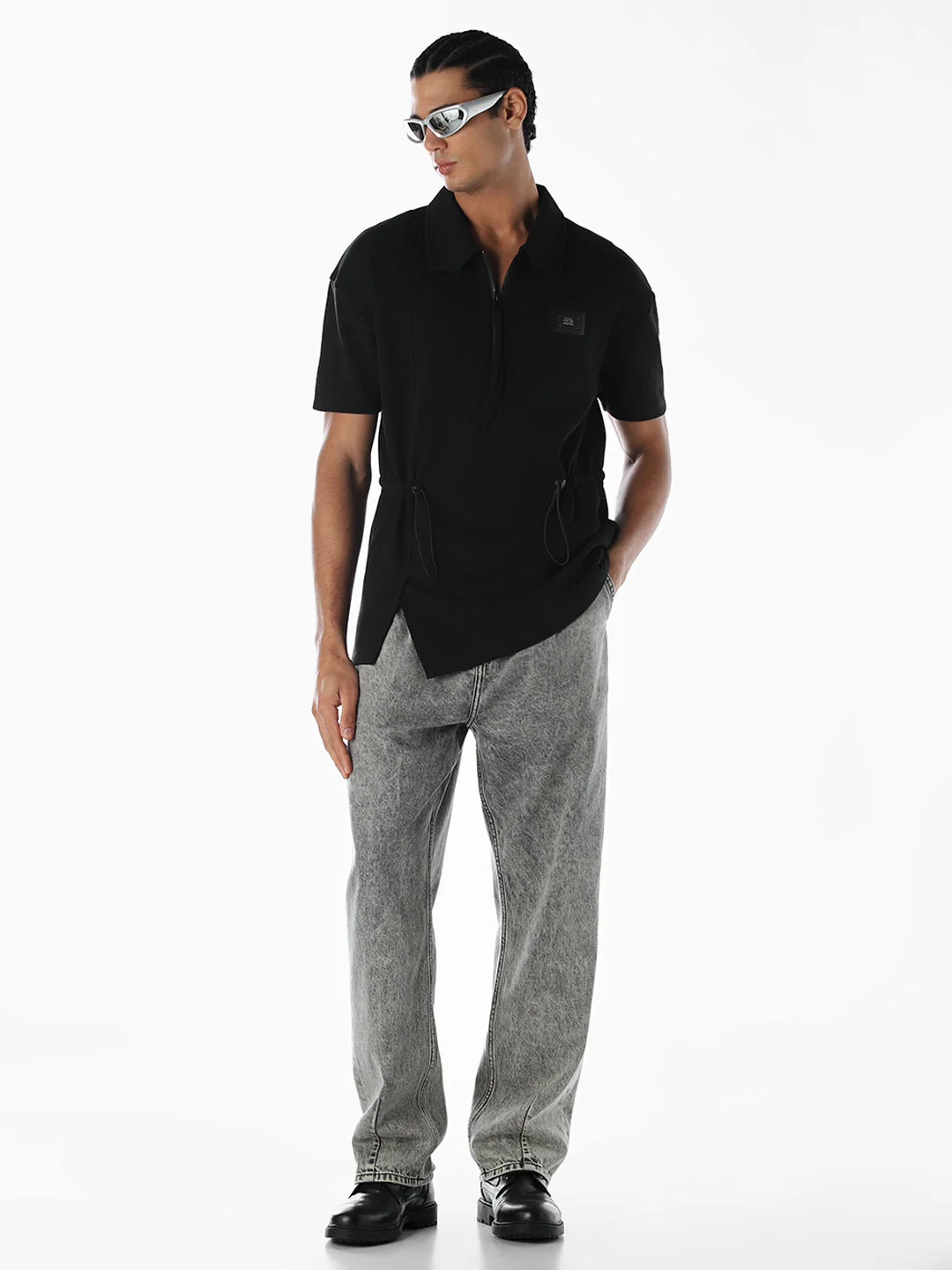 Zip-Up Cinched Cotton Polo - Image 7