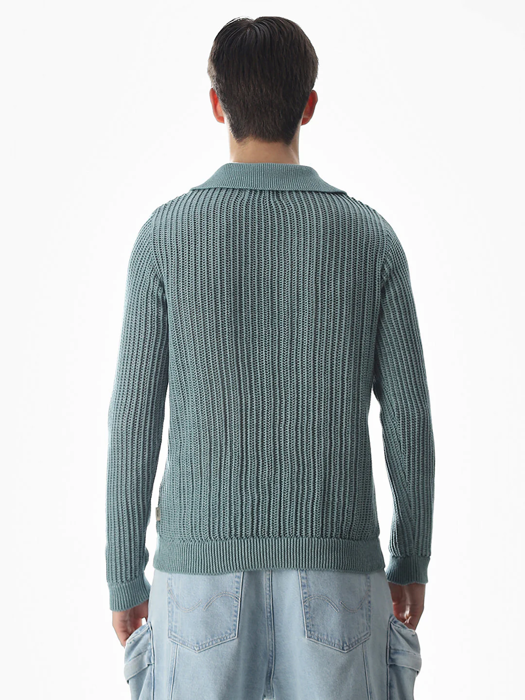 Green Knitted Boxy Fit Polo - Image 9