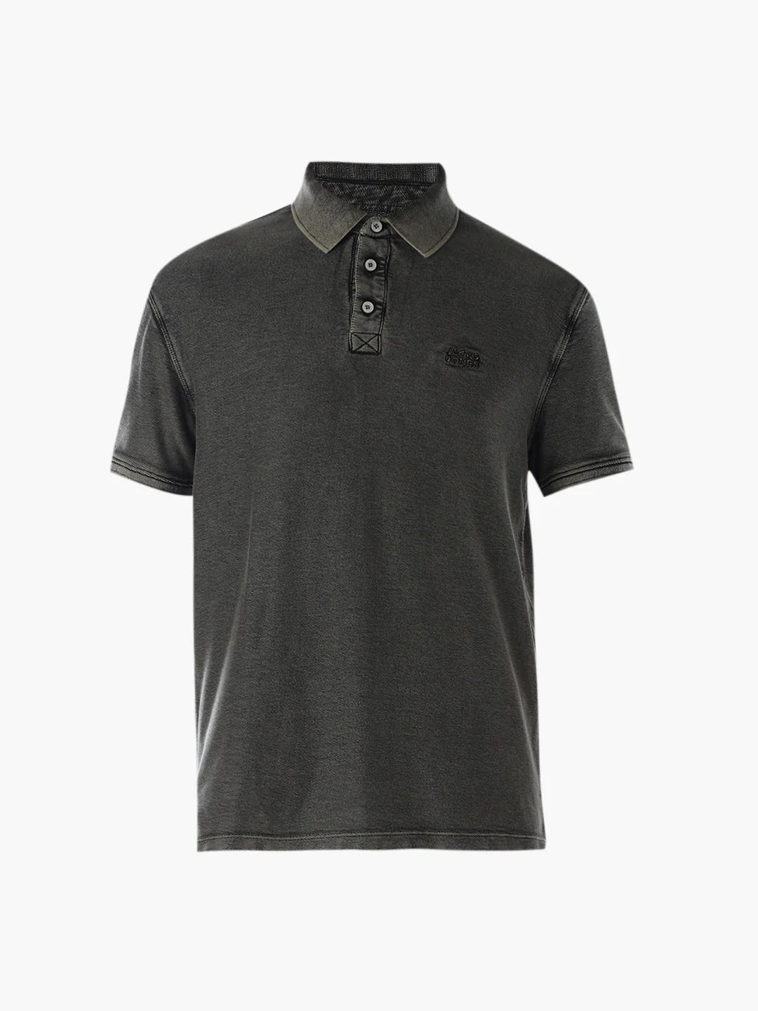 Washed Dark Grey Cotton Polo - Image 7