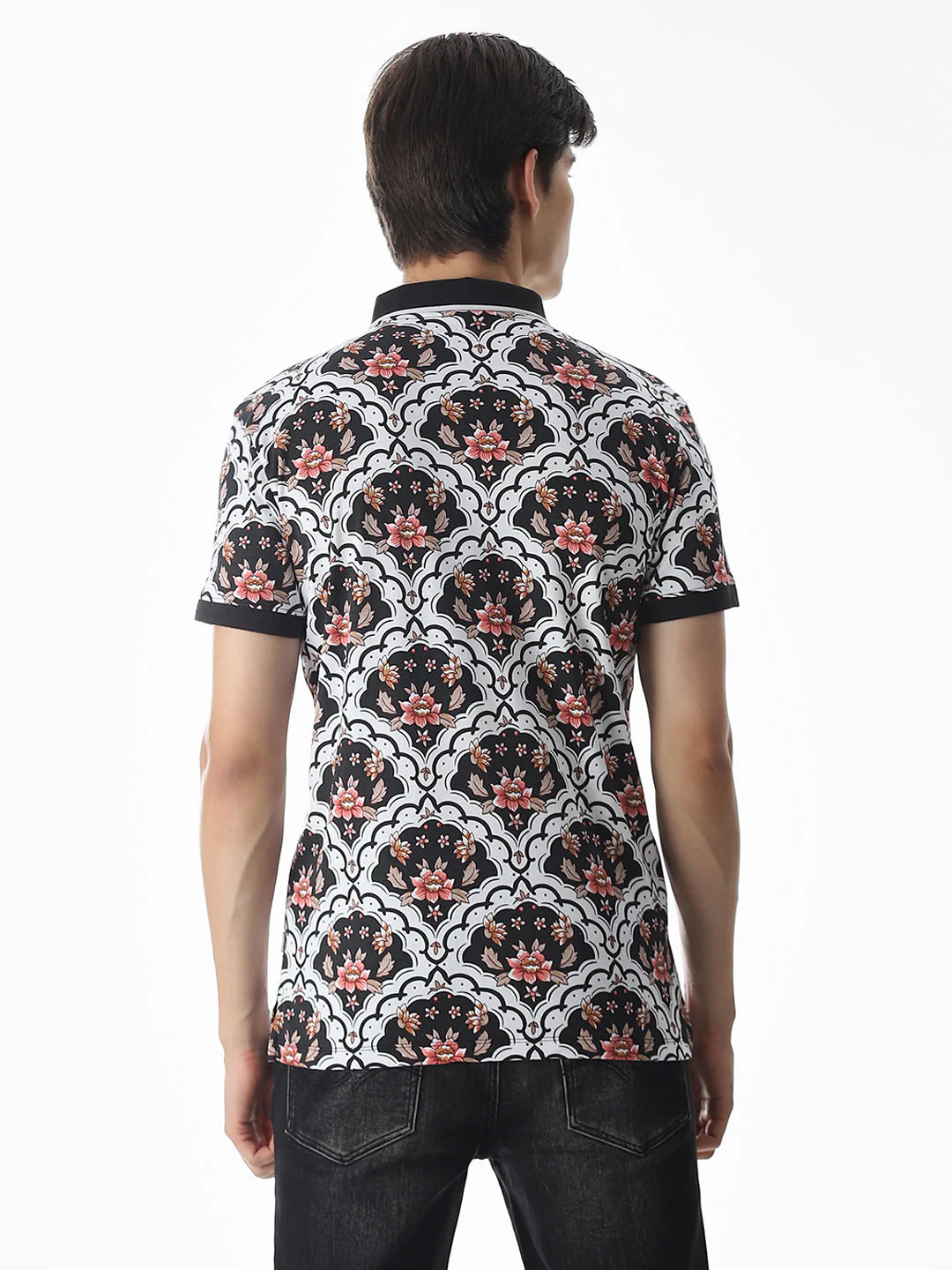 White Printed Cotton Polo - Image 4