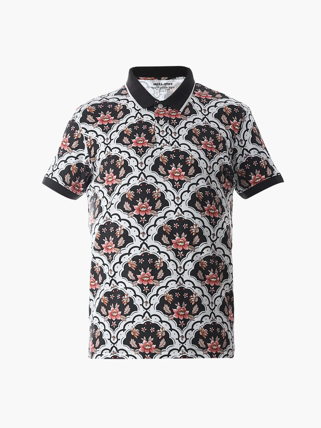 White Printed Cotton Polo - Image 7