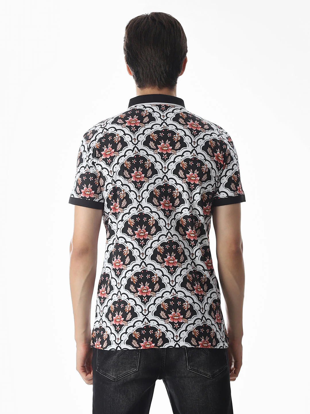 White Printed Cotton Polo - Image 9