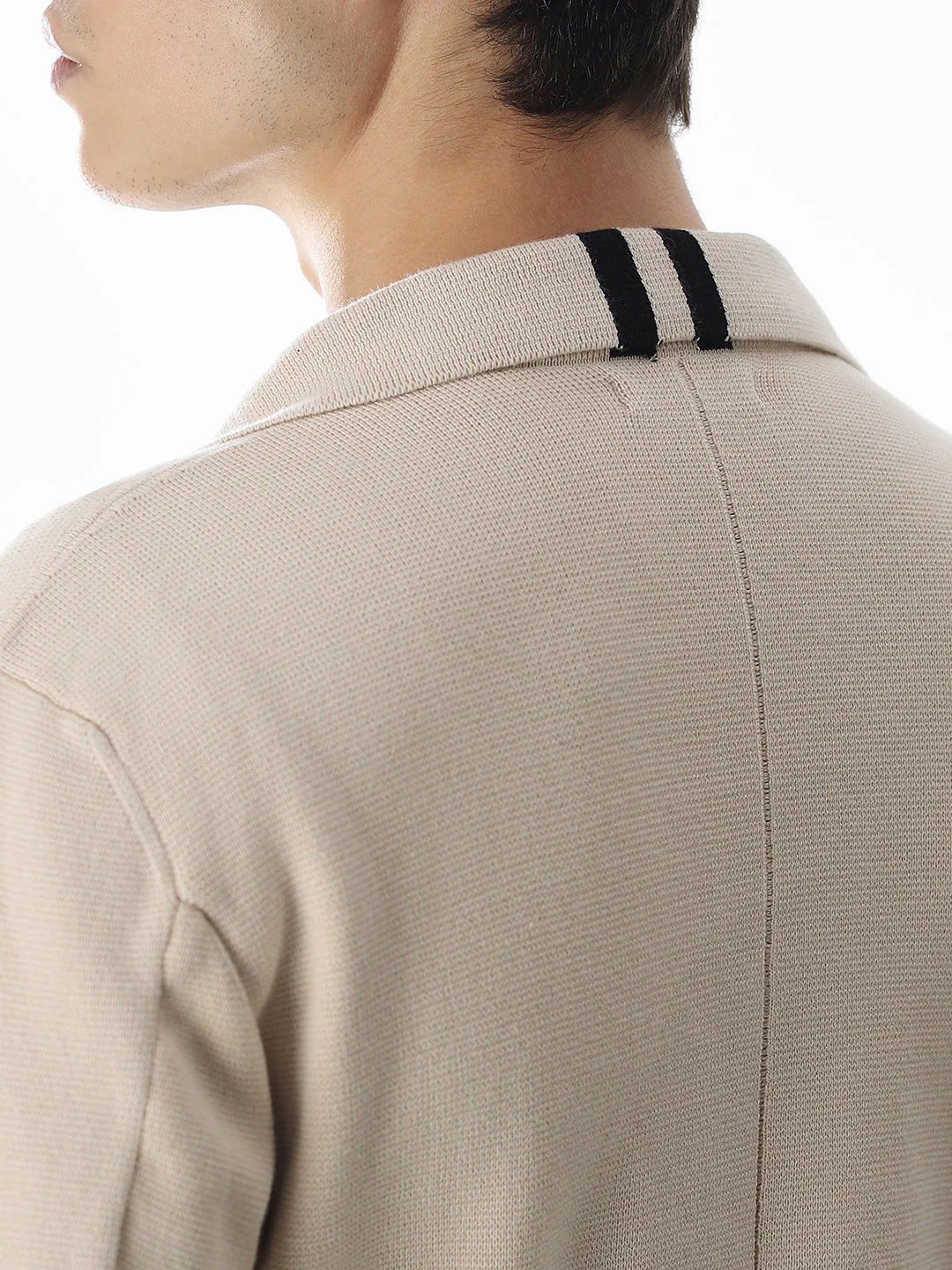 Beige Front Open Knitted Blazer - Image 6