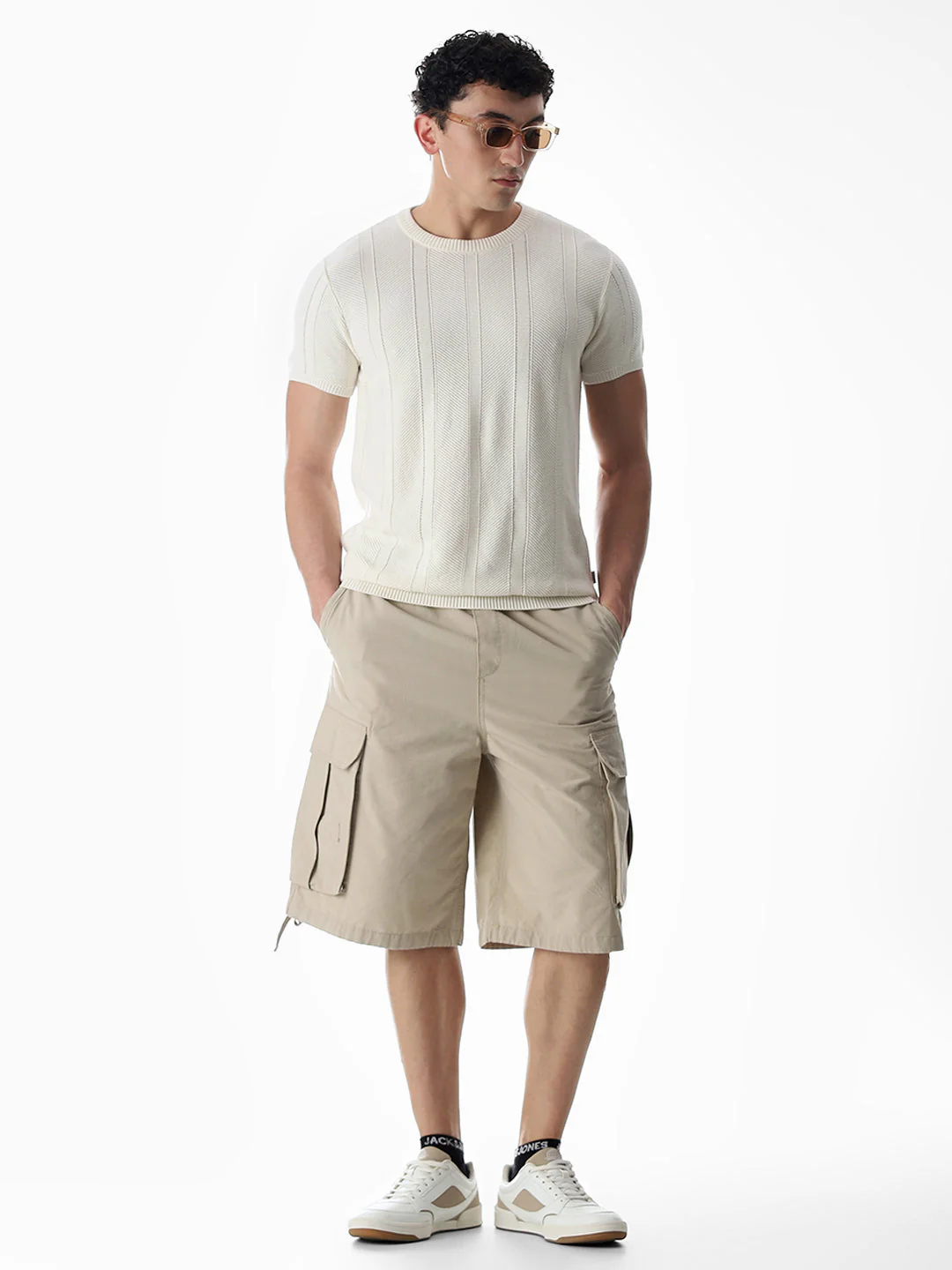 White Jacquard Knitted T-shirt - Image 6