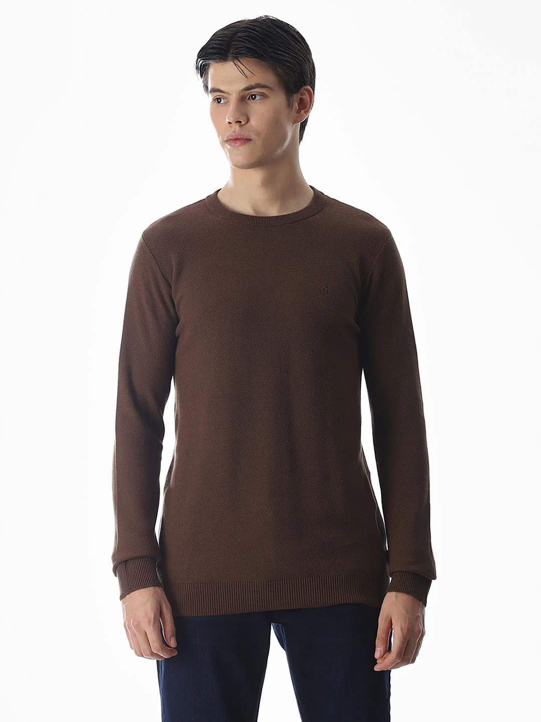 Dark Brown Knitted Cotton T-shirt - Image 2