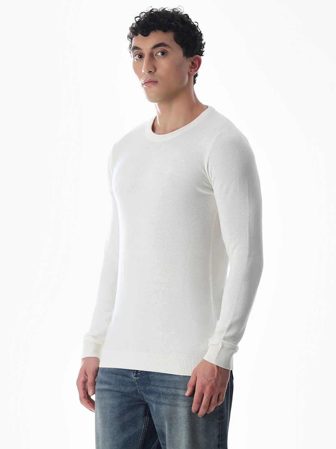 White Knitted Cotton T-shirt - Image 3