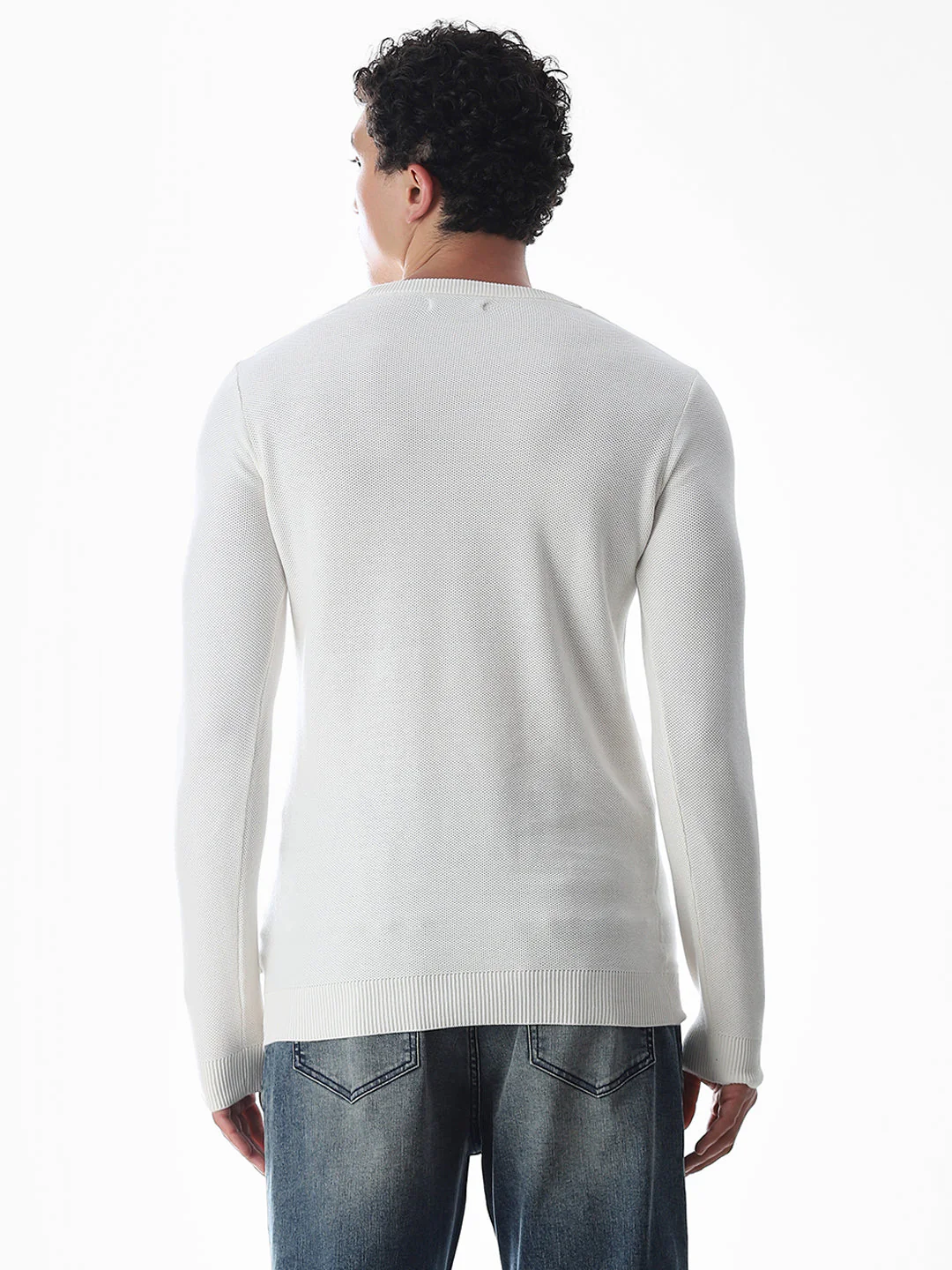 White Knitted Cotton T-shirt - Image 4