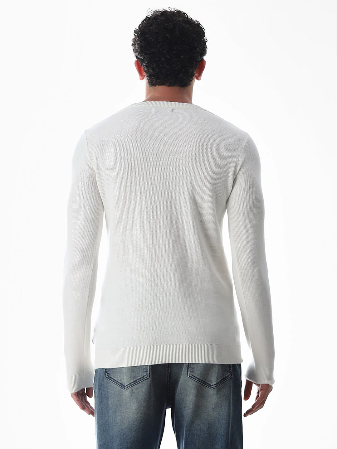 White Knitted Cotton T-shirt - Image 9