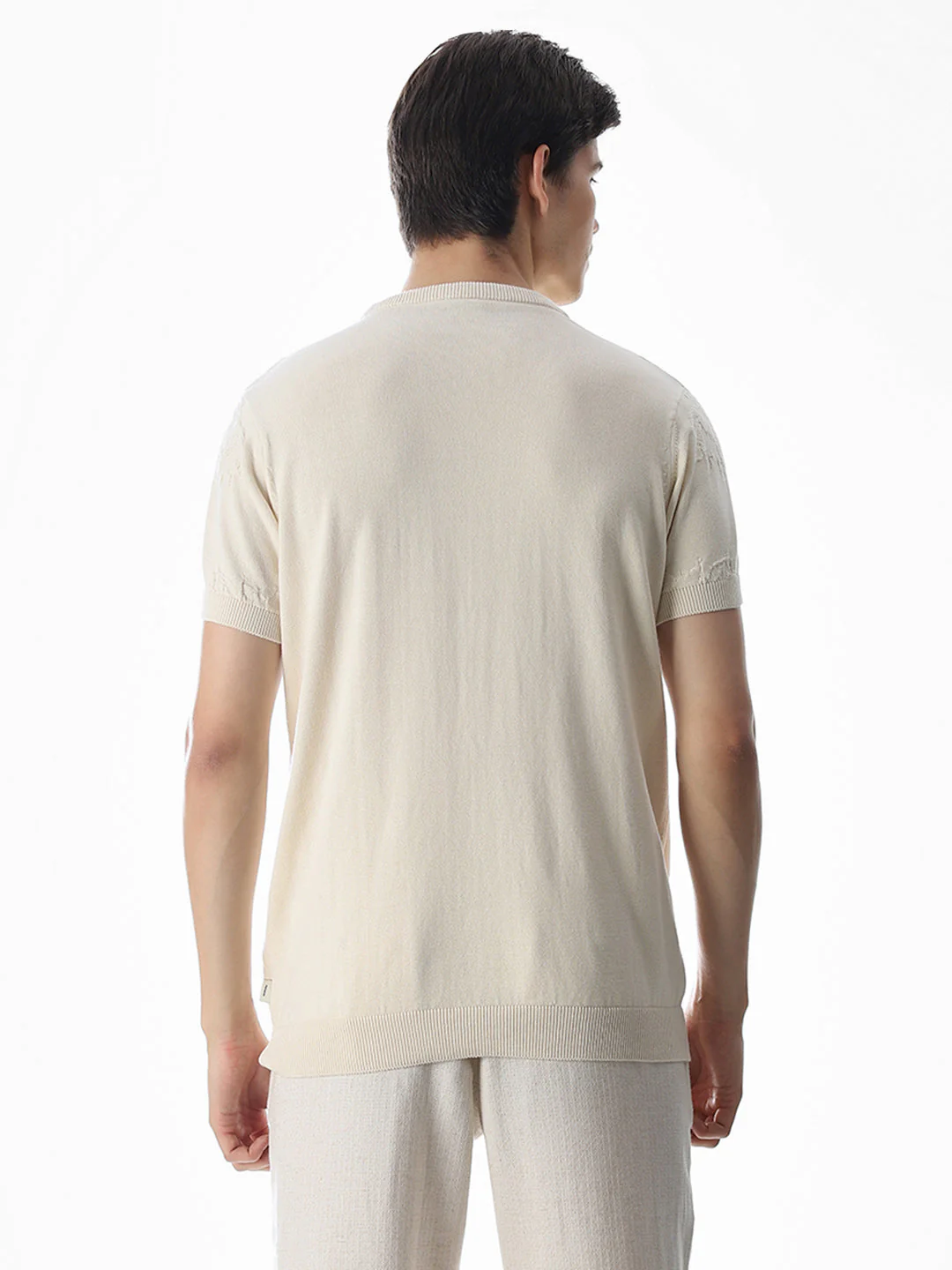 White Jacquard Knitted T-shirt - Image 4