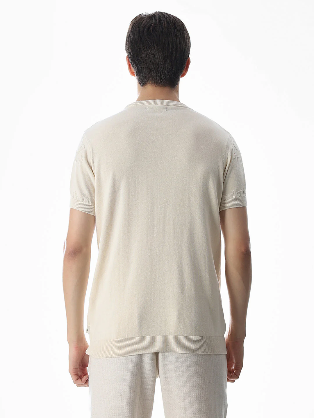 White Jacquard Knitted T-shirt - Image 9