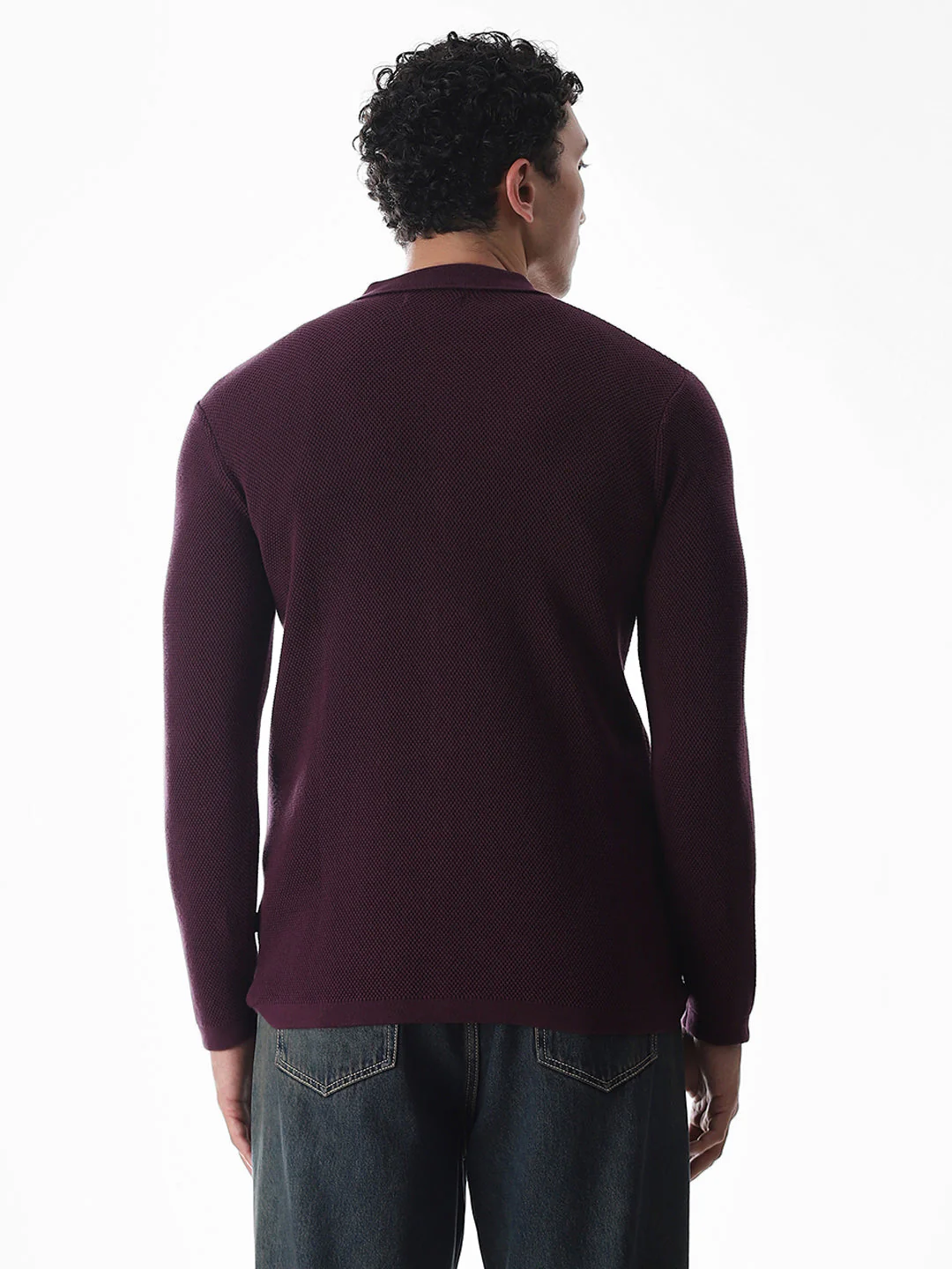 Purple Knitted Front Open Shirt - Image 4