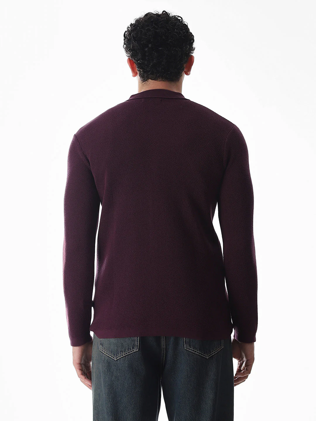 Purple Knitted Front Open Shirt - Image 9