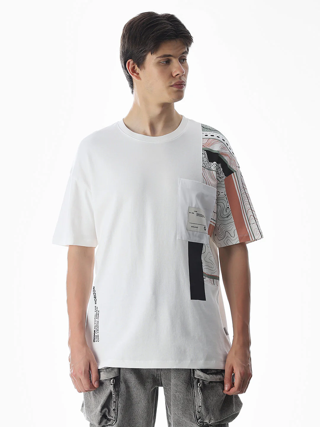 White Printed Boxy Fit T-shirt - Image 2