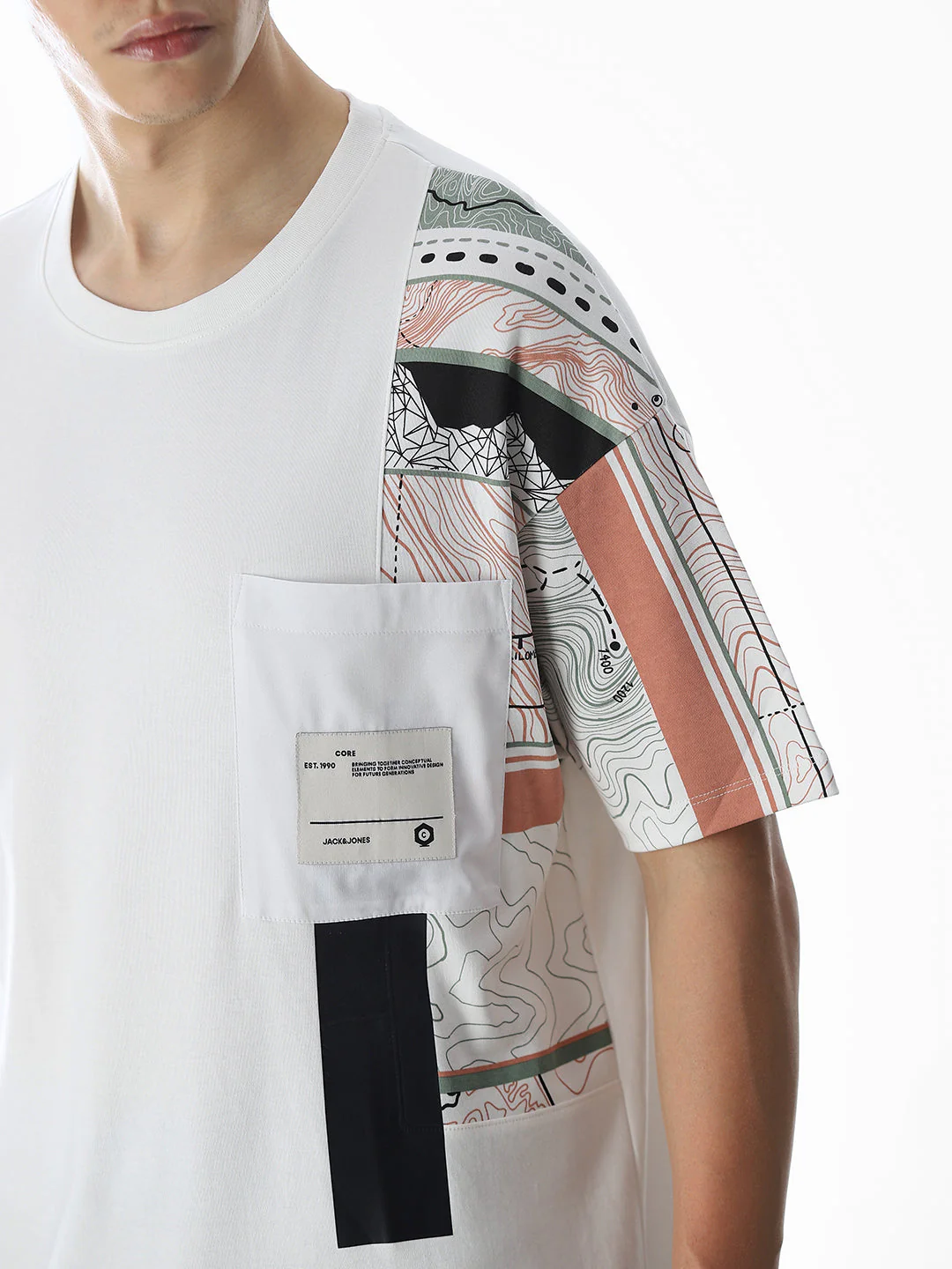 White Printed Boxy Fit T-shirt - Image 5