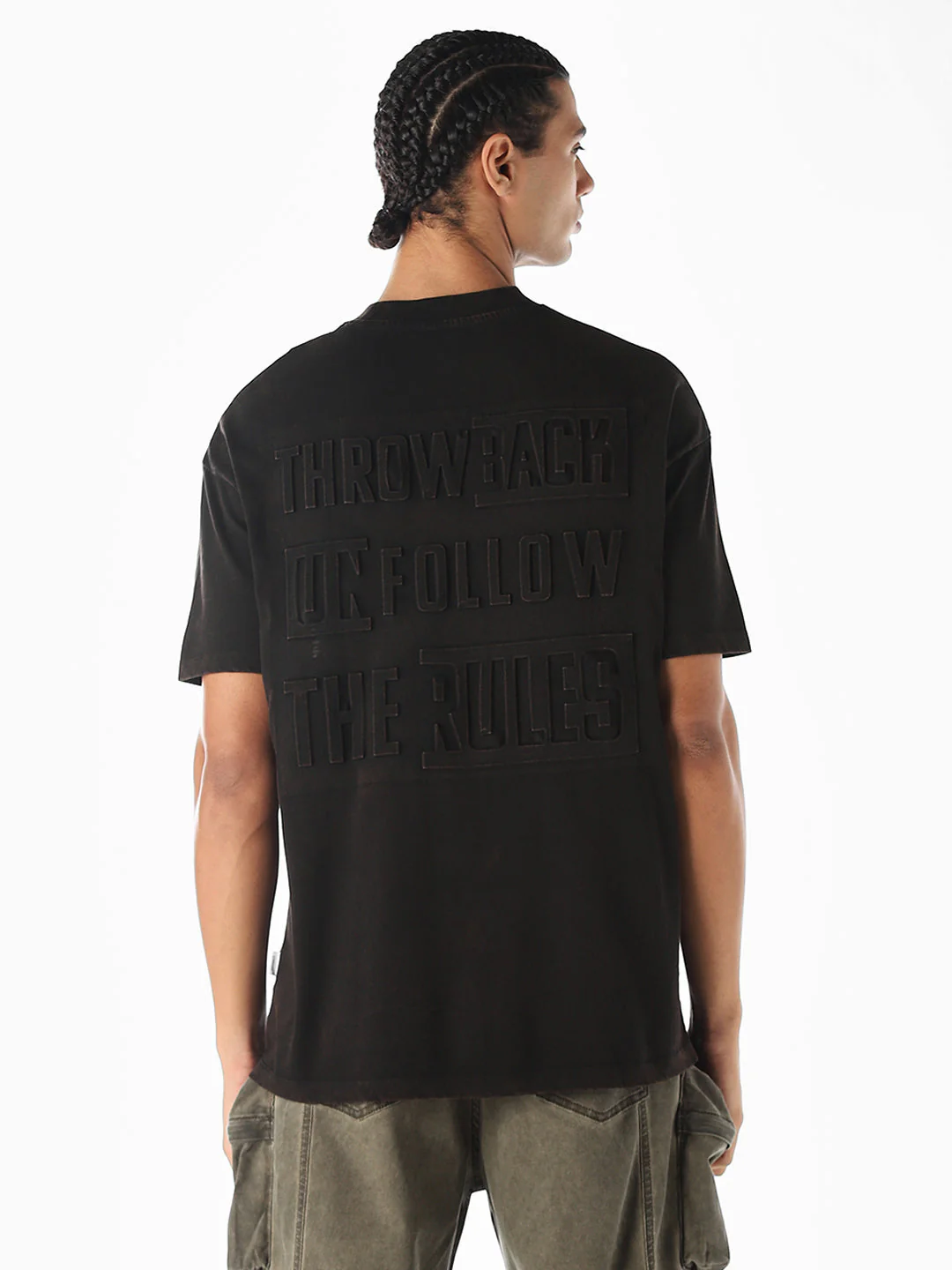 Text Print Cotton Oversized T-shirt - Image 4